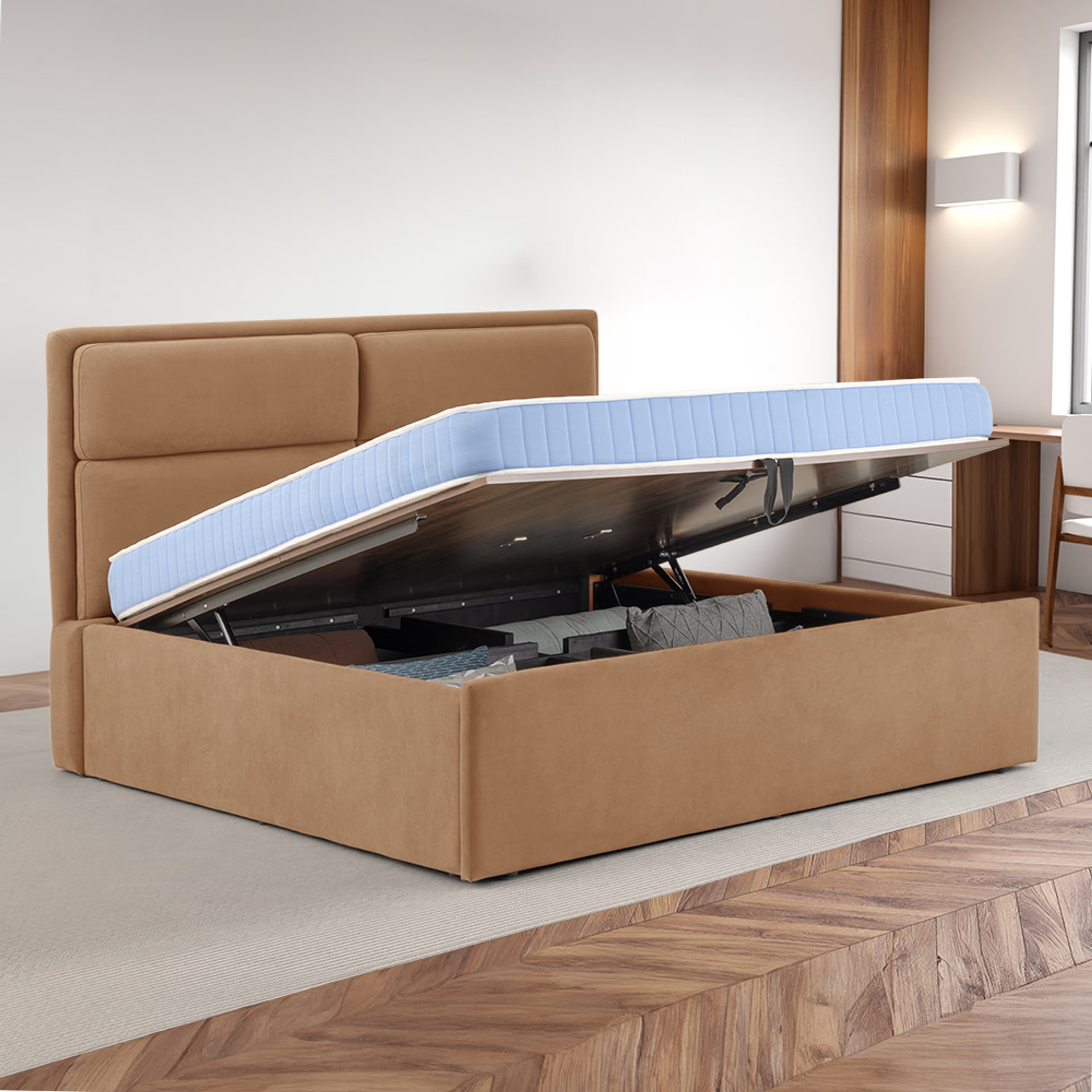 Wakefit Zewail Hydraulic Queen Size Upholstered Bed Queen - 78" x 60\