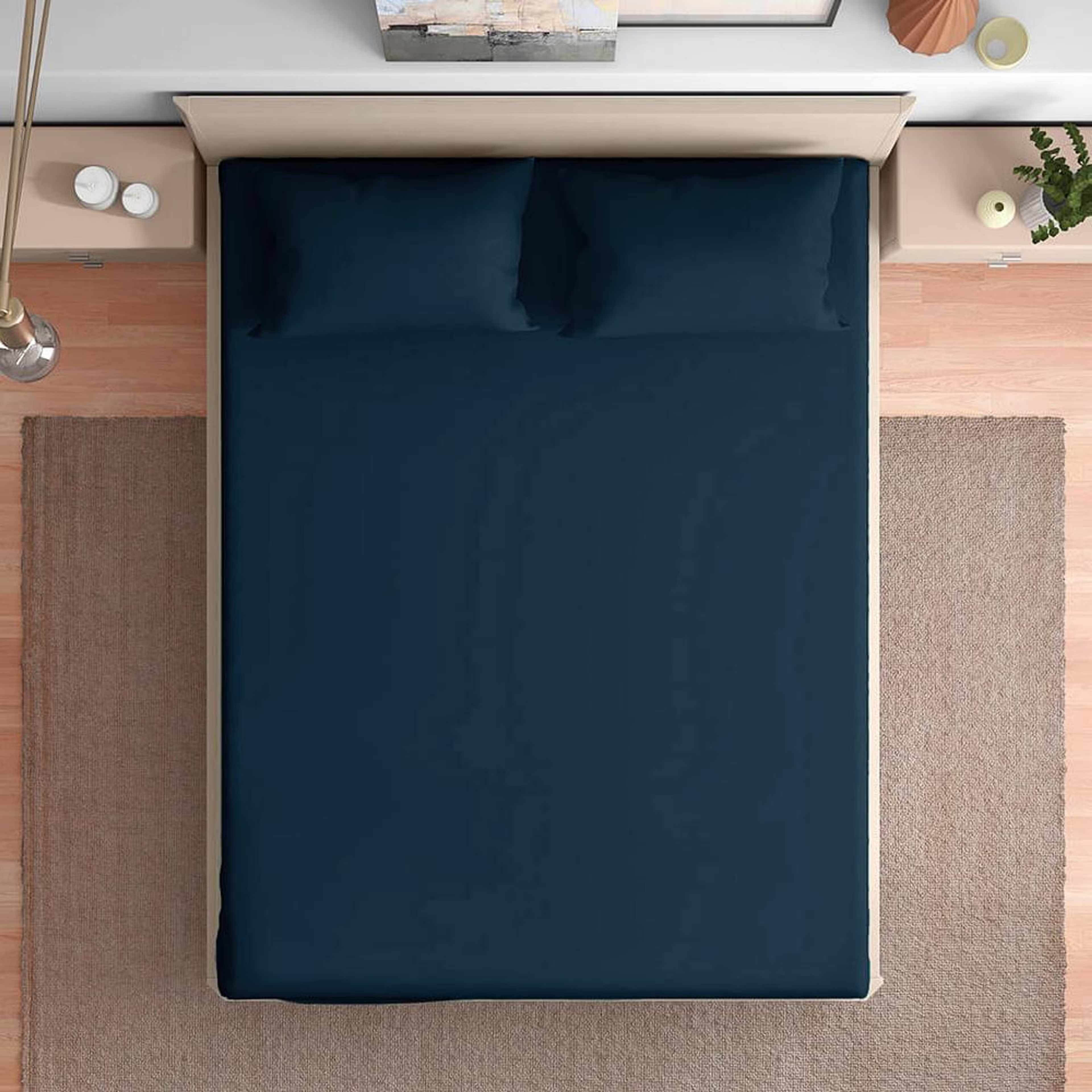 100% Cotton 200 TC Fitted Bedsheet With 2 Pillow Covers | Navy Blue King - 75" x 72 9 100% Cotton 200 TC Fitted Bedsheet With 2 Pillow Covers | Navy Blue King - 75" x 72\