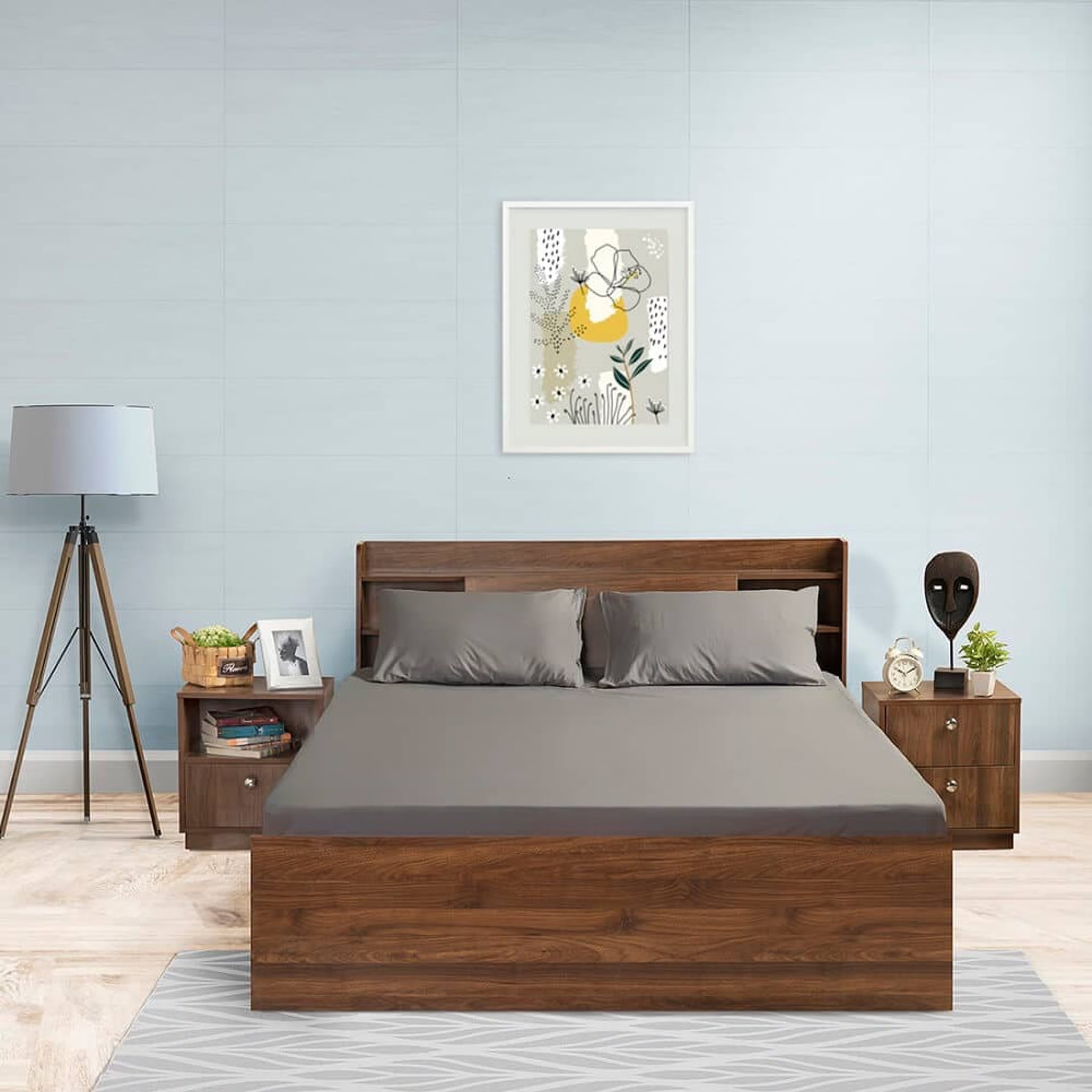 Wakefit 100% Cotton 200 TC Fitted Bedsheet With 1 Pillow Cover | Dark Grey Single - 72" x 30\