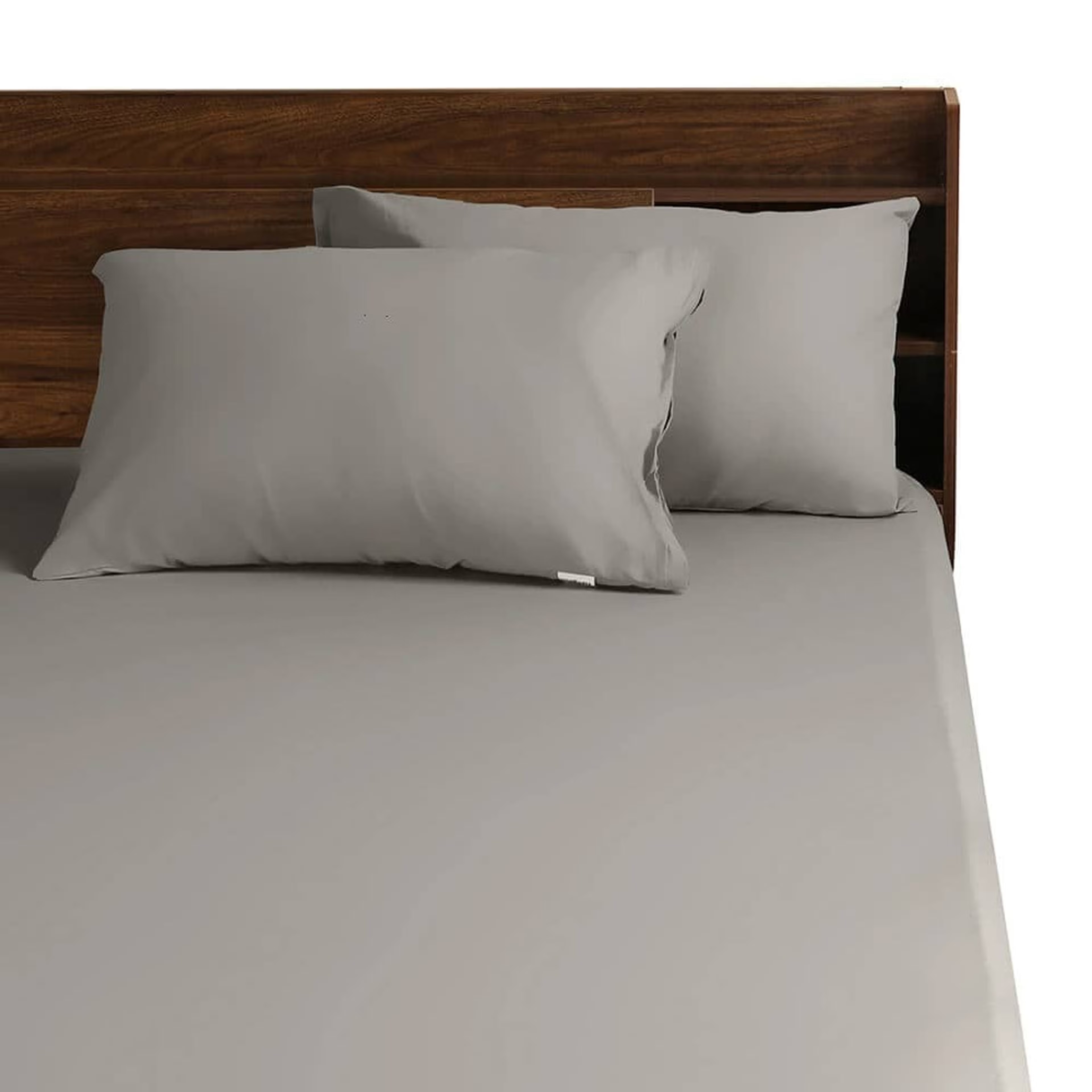 Home 32 Wakefit 100% Cotton 200 TC Fitted Bedsheet With 2 Pillow Cover | Dark Grey Queen - 72" x 60\