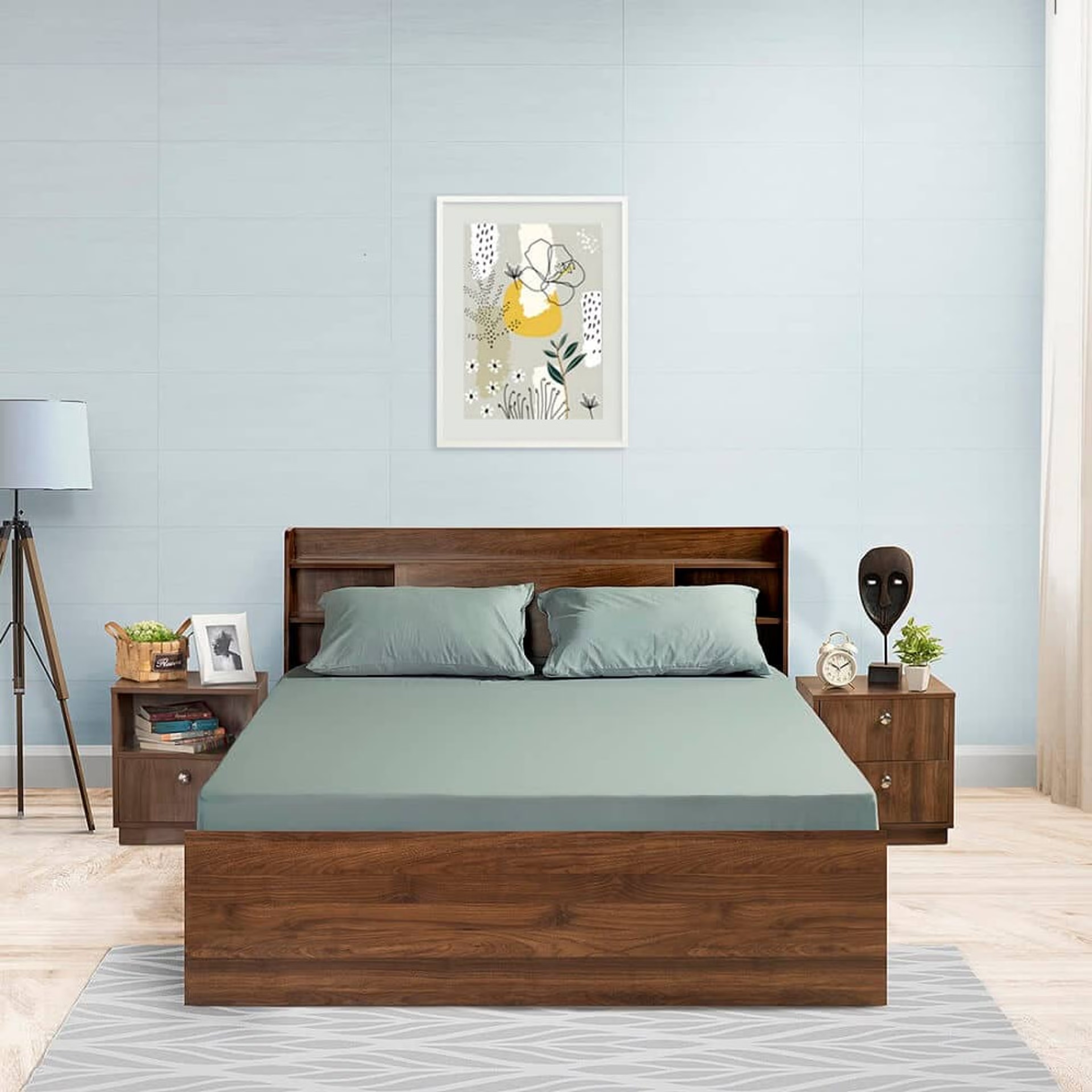 Wakefit 100% Cotton 200 TC Fitted Bedsheet With 1 Pillow Cover | Slate Single - 72" x 30\