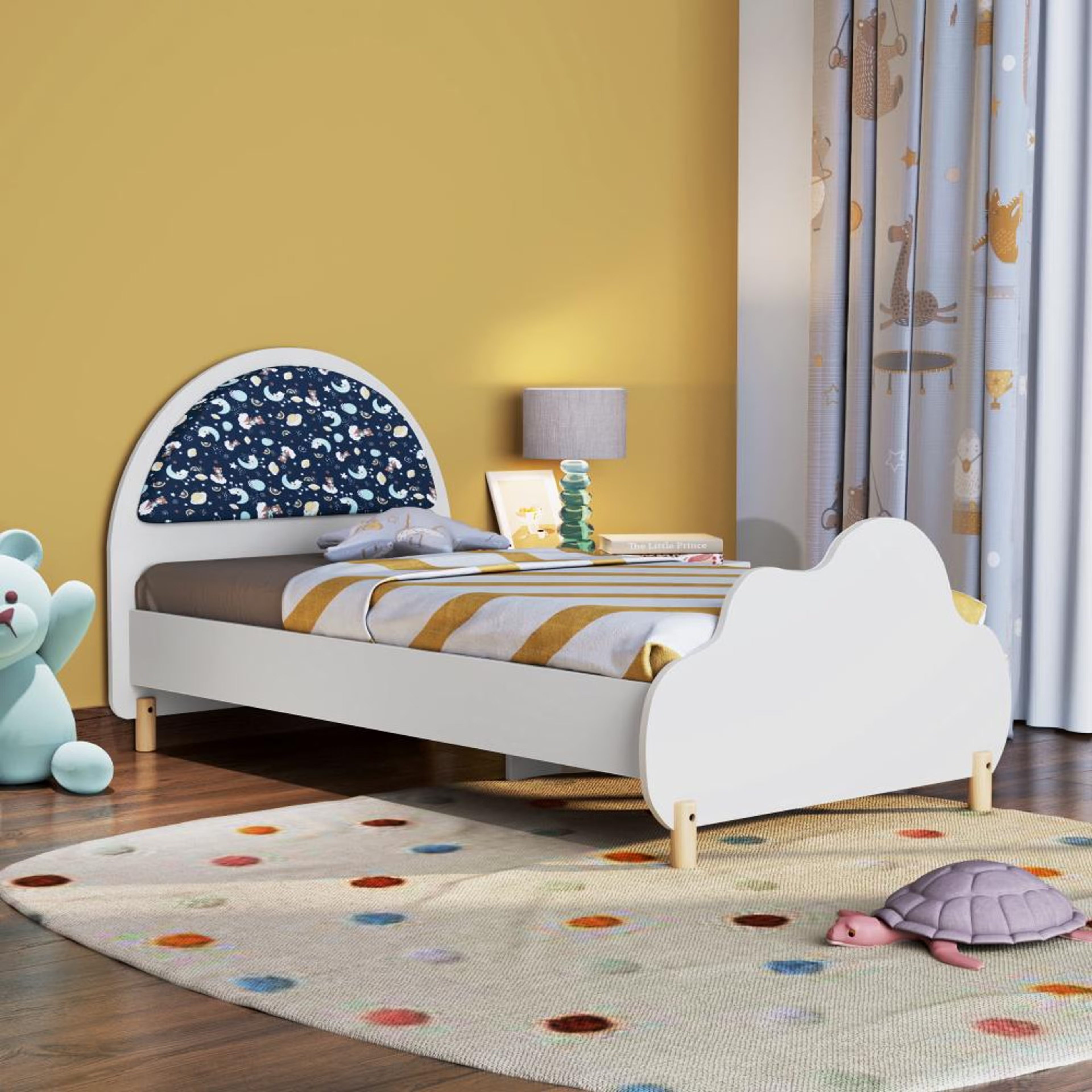 Hues Engineered Wood Kids Bed | (72x36 inch) | (Blue) | Premium Single Bed for Kids with Sturdy Frame Single - 72" x 36" - 1.83m x 91.4cm