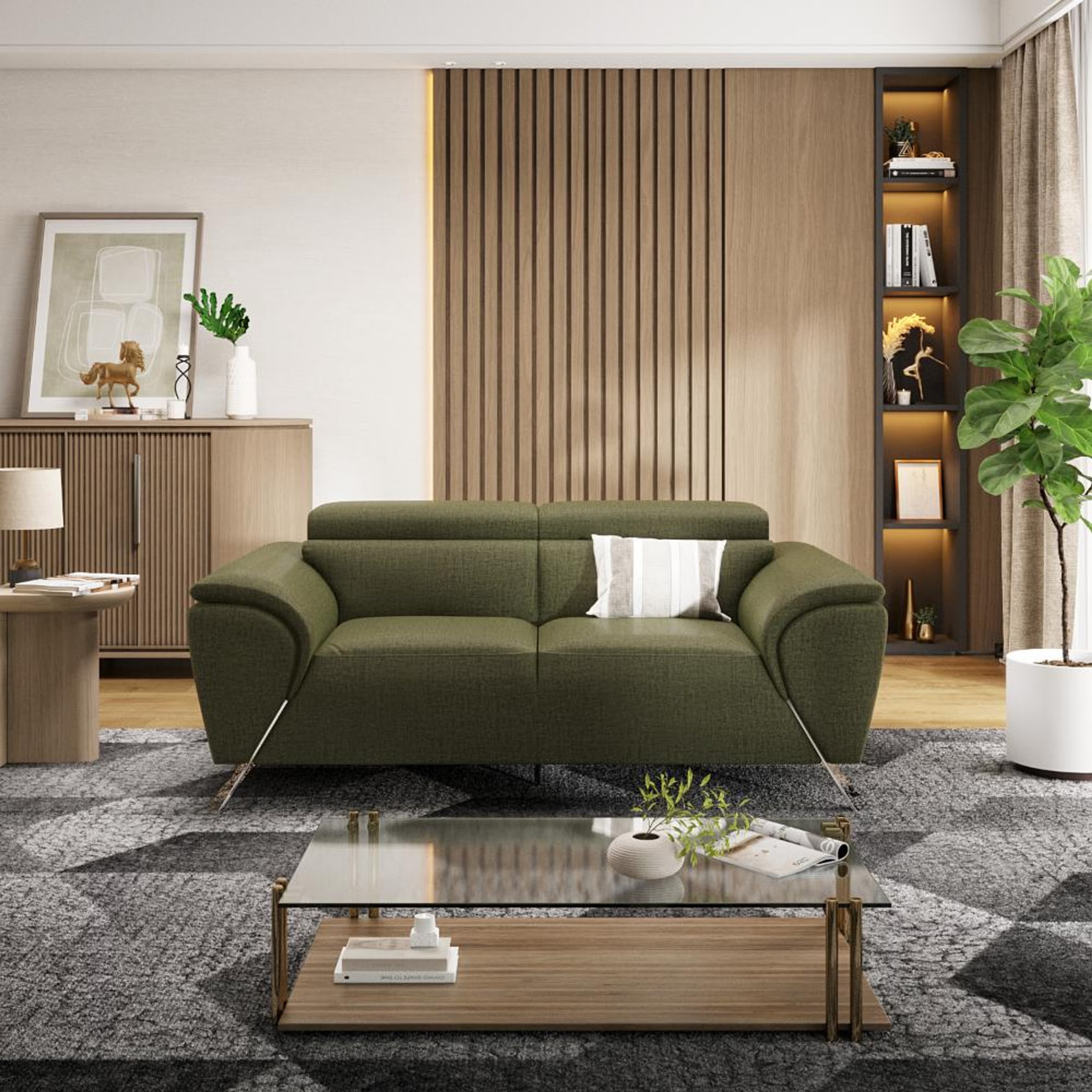 Wakefit Magnus Sofa -Two Seater Regular, Two Seater, Green