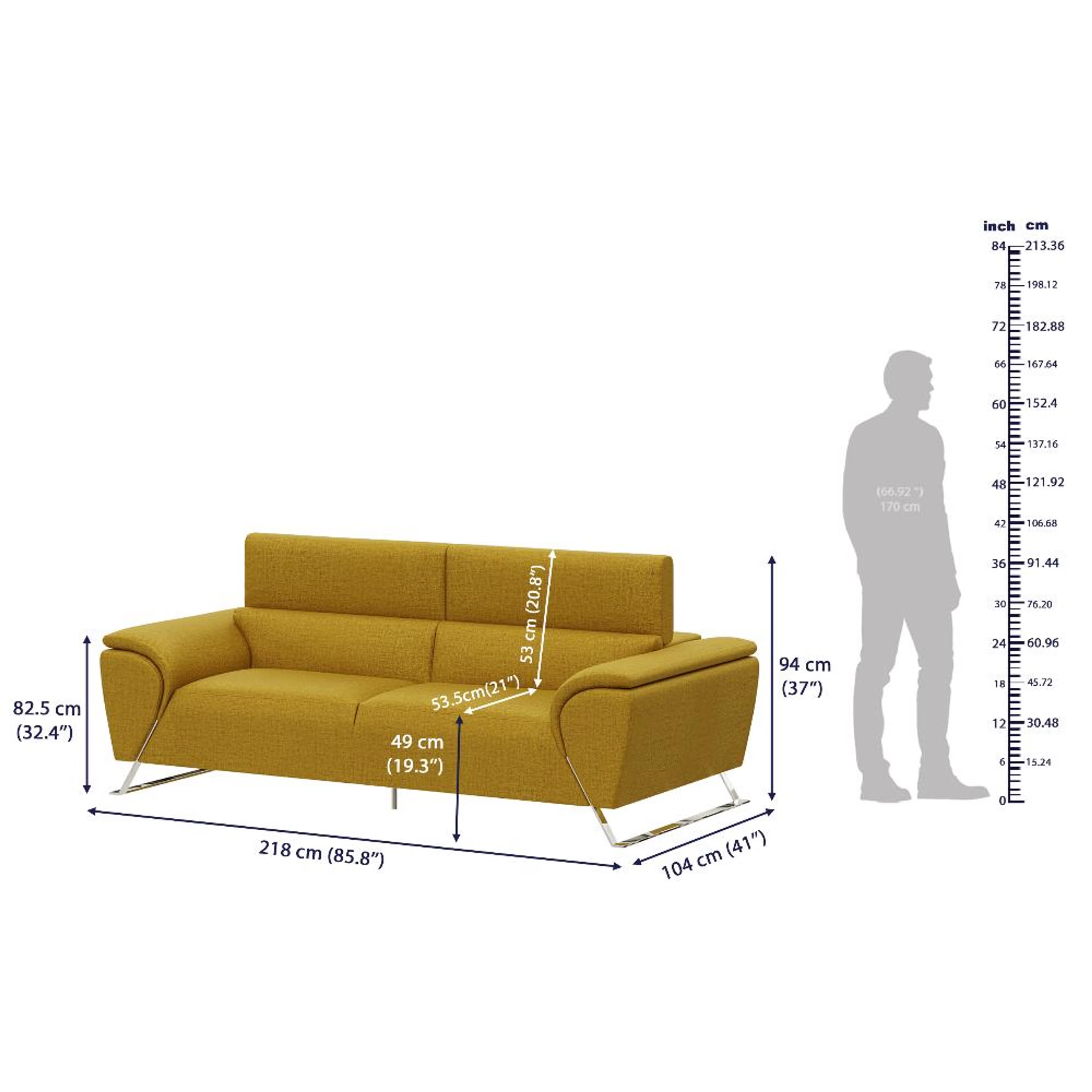 Wakefit Magnus Sofa -Three Seater Regular, Three Seater, Yellow 10 Wakefit Magnus Sofa -Three Seater Regular, Three Seater, Yellow