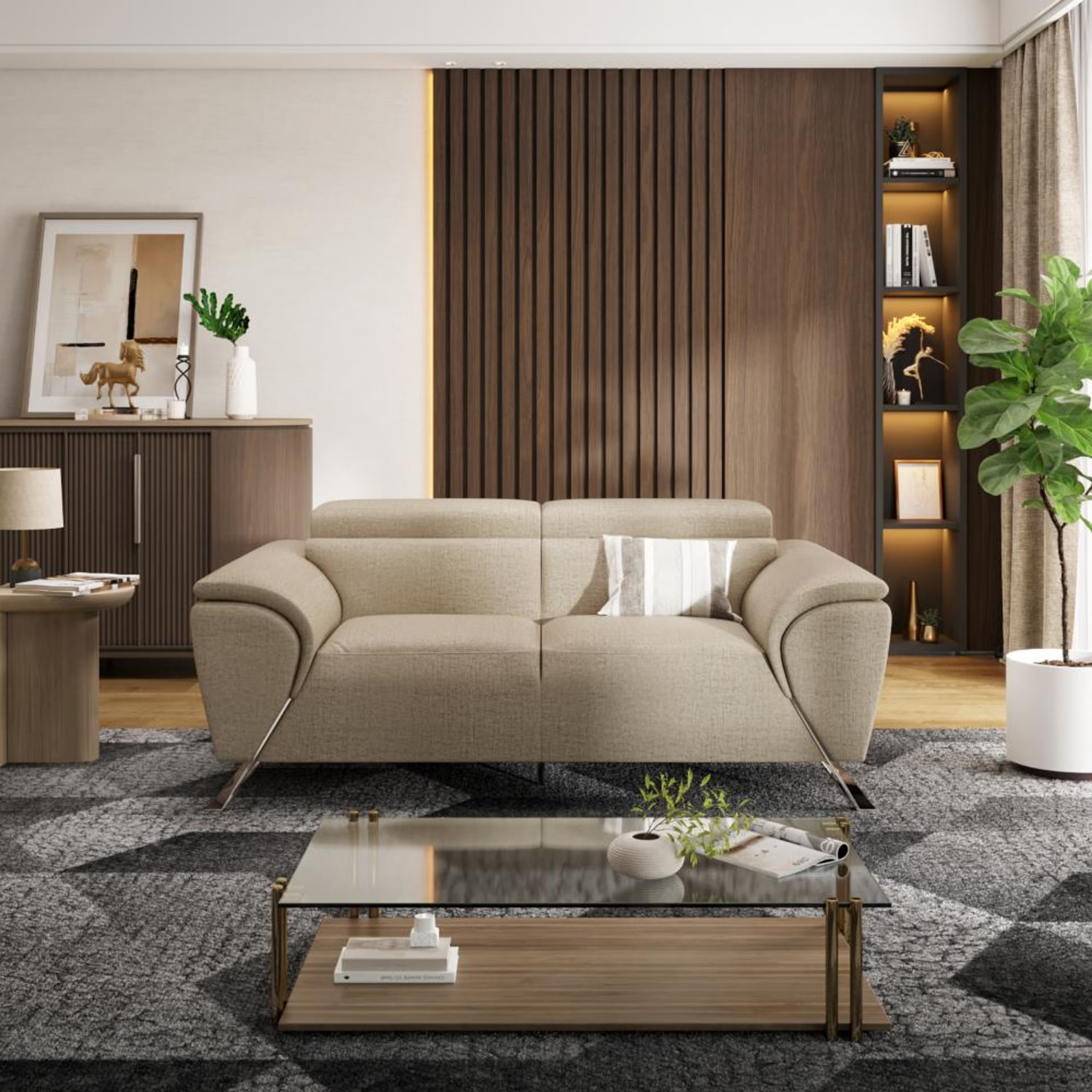 Home 25 Wakefit Magnus Sofa -Two Seater Regular, Two Seater, White