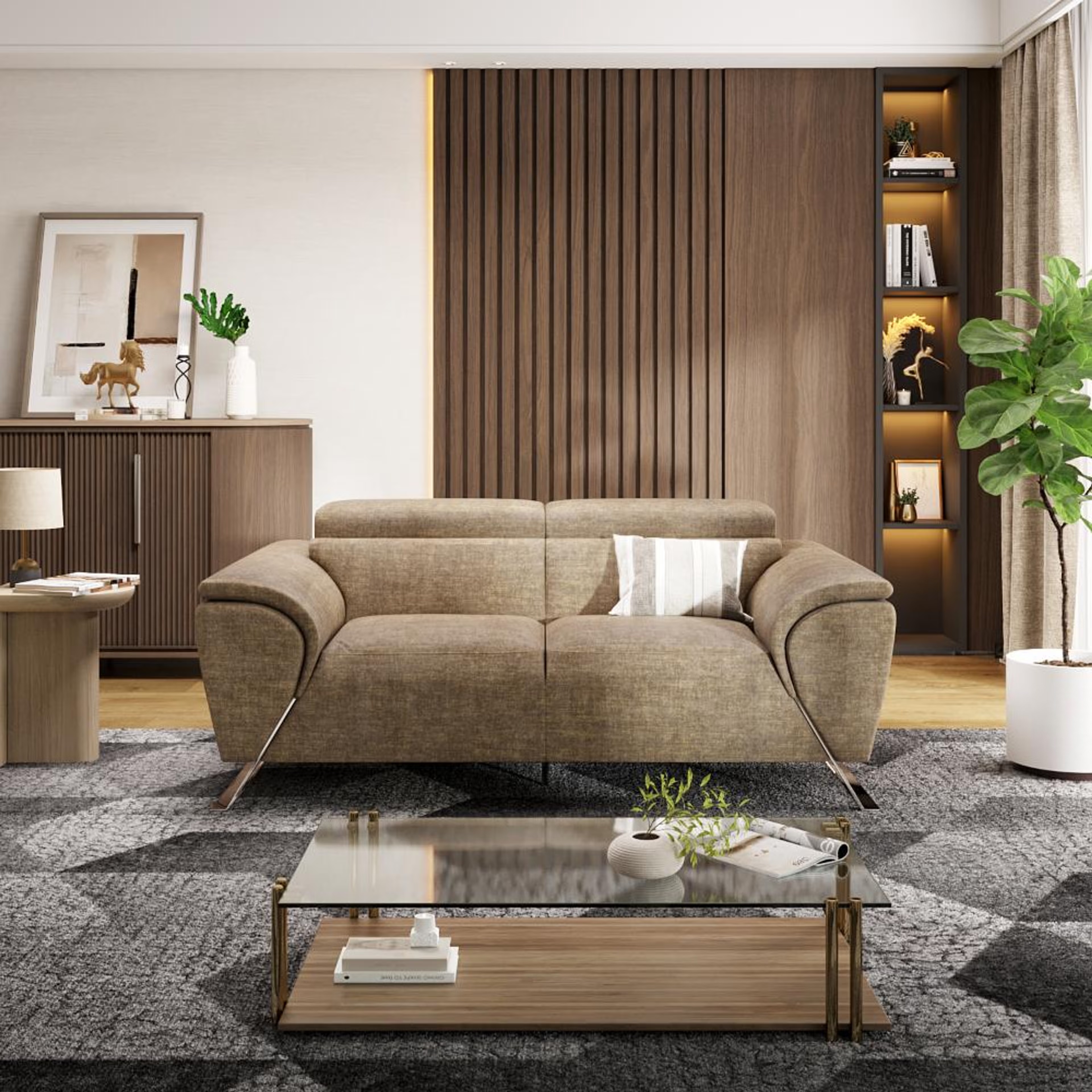 Home 46 Wakefit Magnus Sofa -Two Seater Regular, Two Seater, Taupe