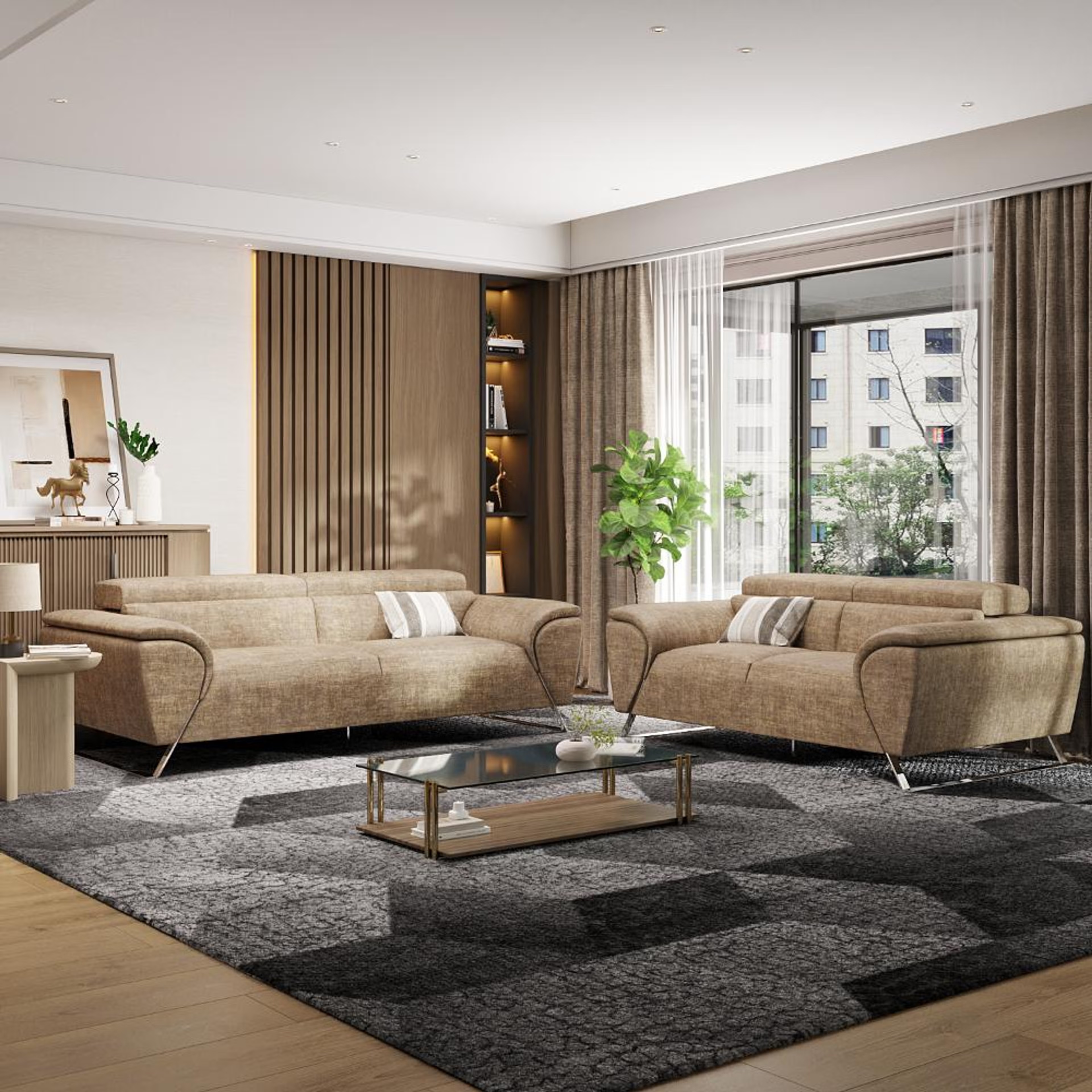 Home 37 Wakefit Magnus Sofa set (3+2) Seater Regular, Set (3+2), Taupe
