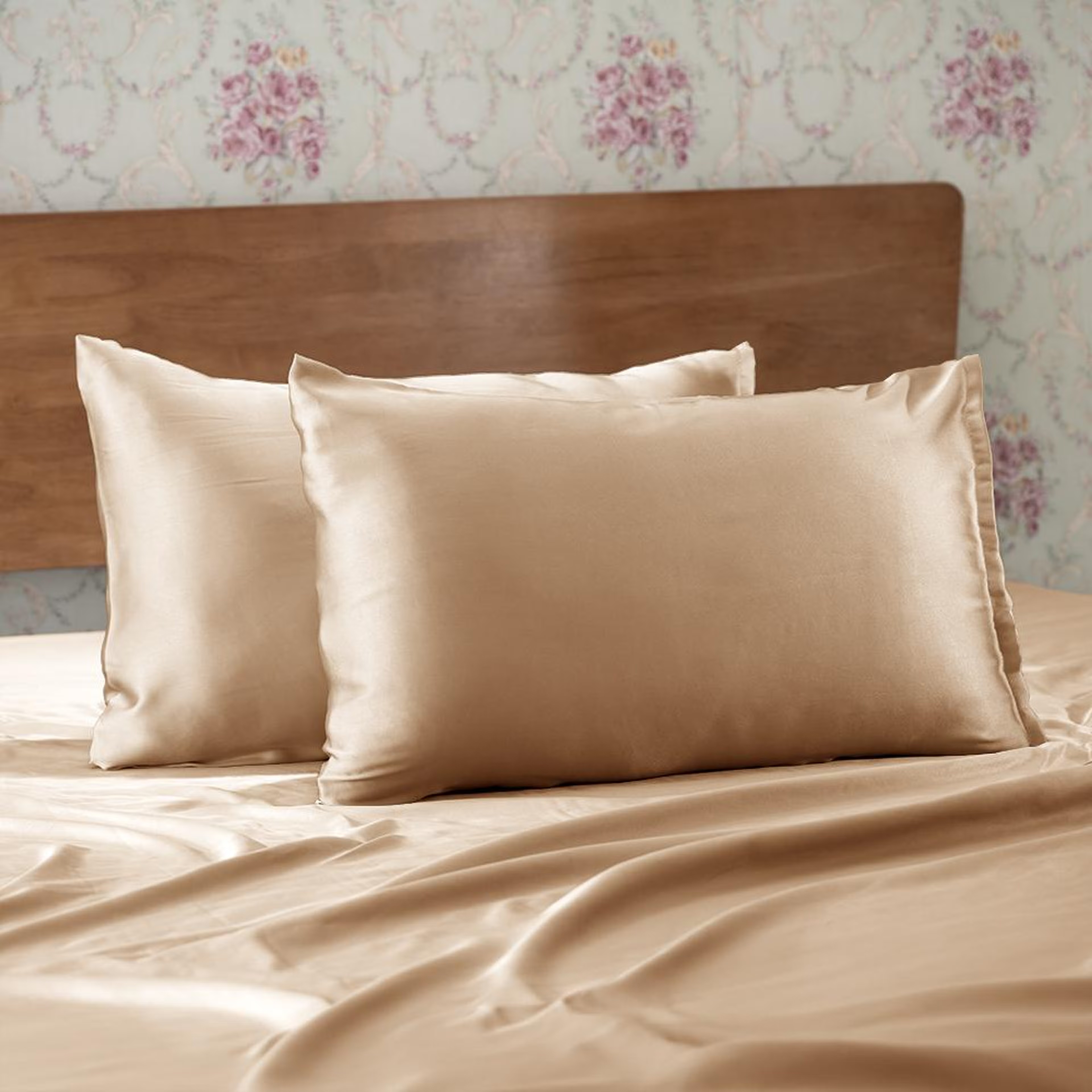 Home 46 Wakefit Gold Satin Pillowcover - Set of 2 Standard, Set of 2, Satin, Gold