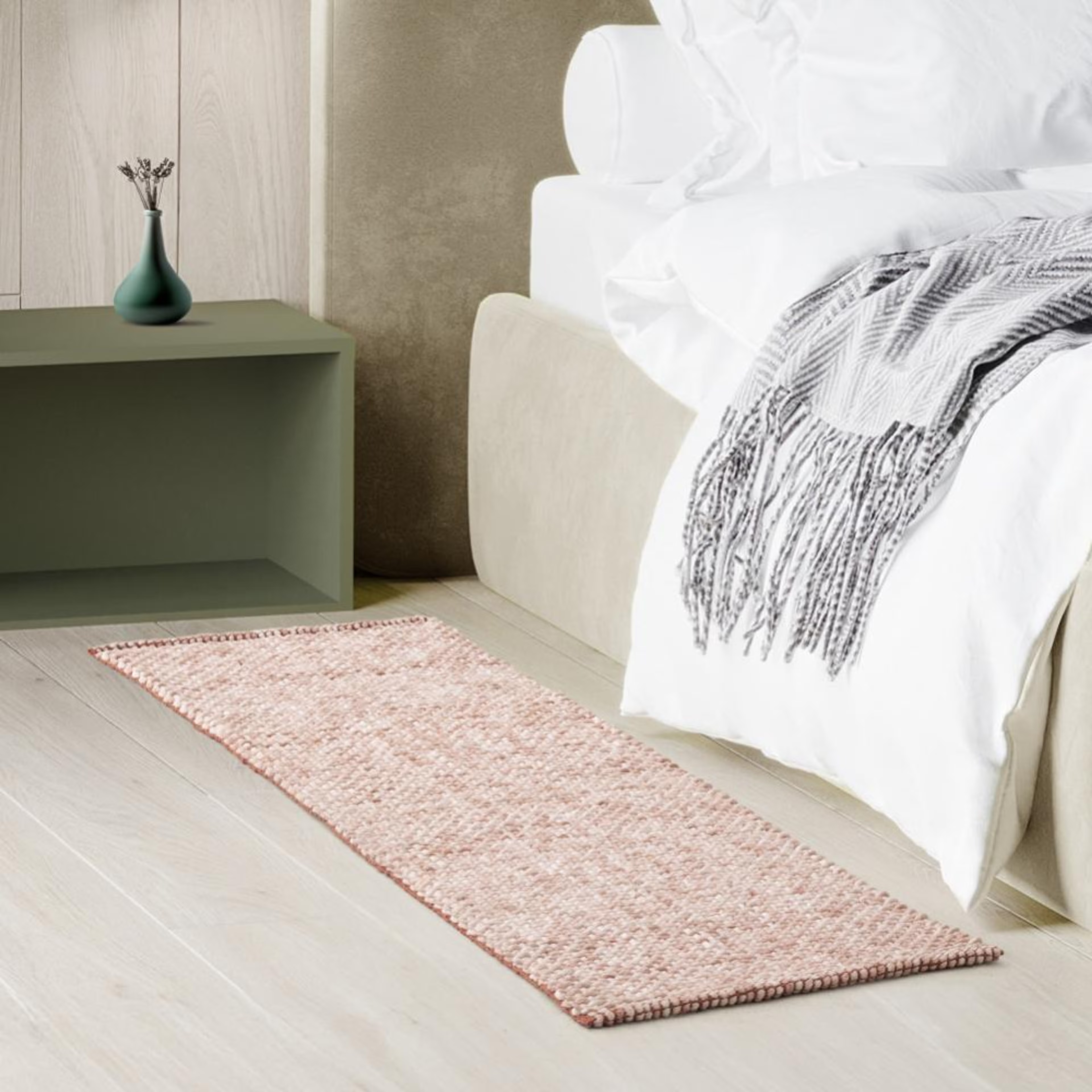Home 37 Hand Woven Runner | Bedside Runner Anti Skid for Home/Kitchen/Kitchen/Living Area/Office Entrance | Ultra-Soft & Comfortable Underfoot | 60x150 CM |Cotton and Polyester |CASHMERE - Rose Rose, 150*60cm