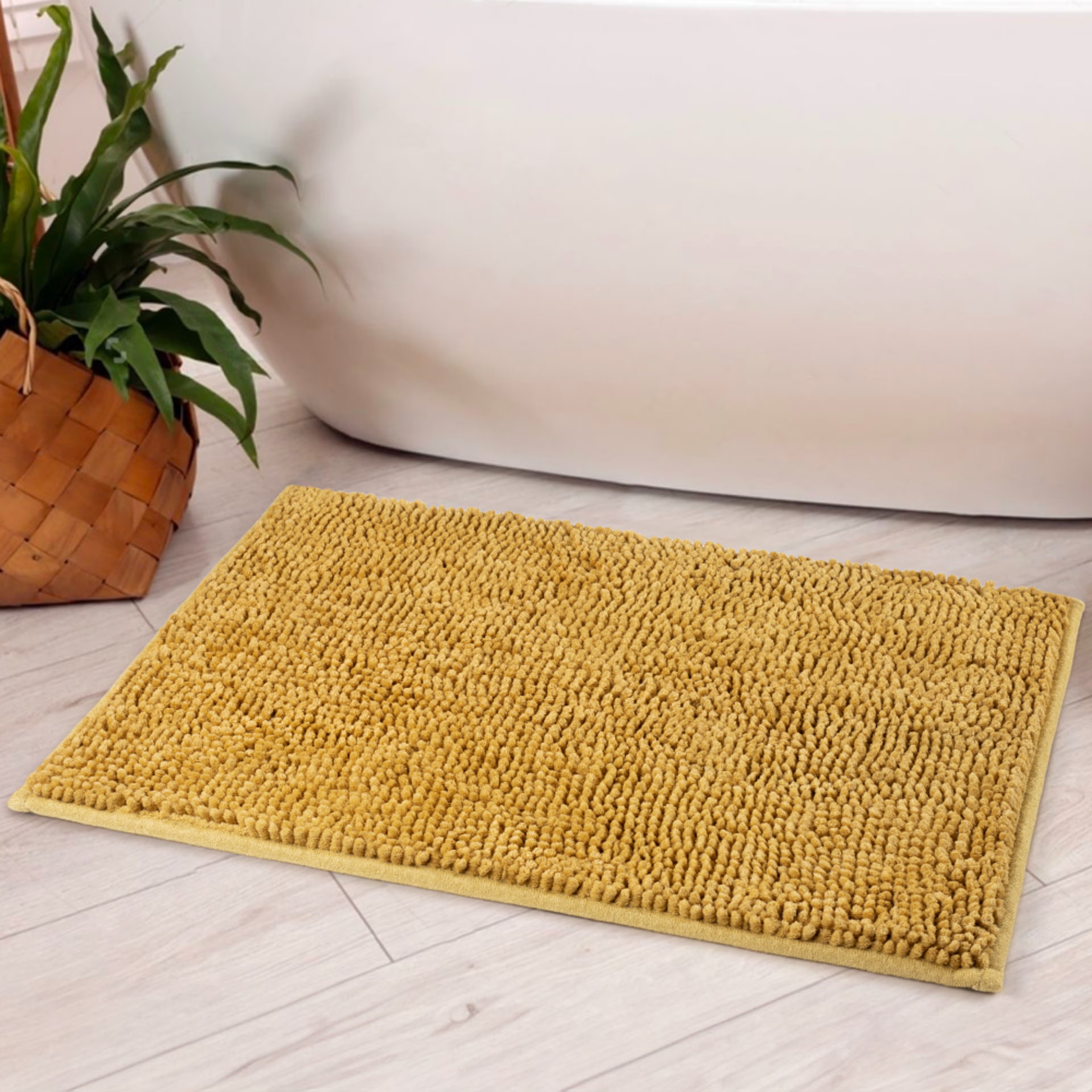 Kenith Bath Mat | Set of 1 | 40x60cm | Anti Skid & Highly Absorbent Bathroom Mat | Machine Washable | Yellow 40*60 cm, Yellow