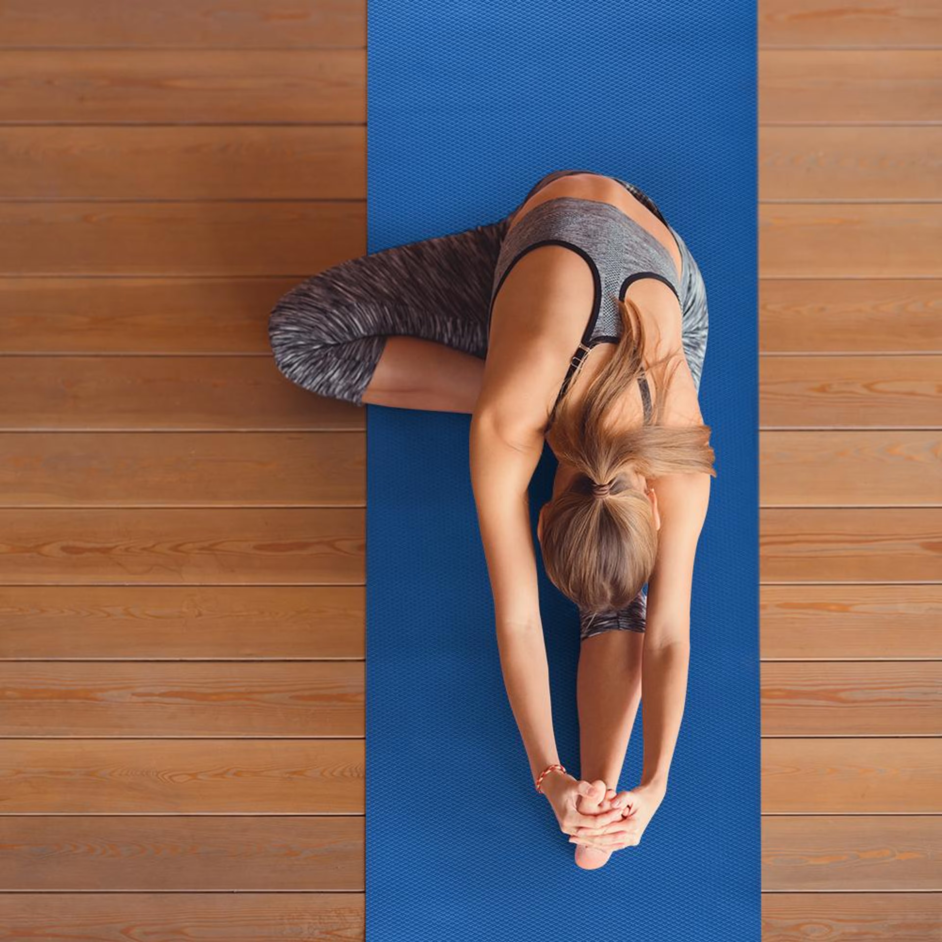 Wakefit Yoga&nbsp;Mat&nbsp;| Anti Slip Single Layered | 72 X 24 inch | 4 mm Thick | Blue Asana | With Strap 4 MM, Blue