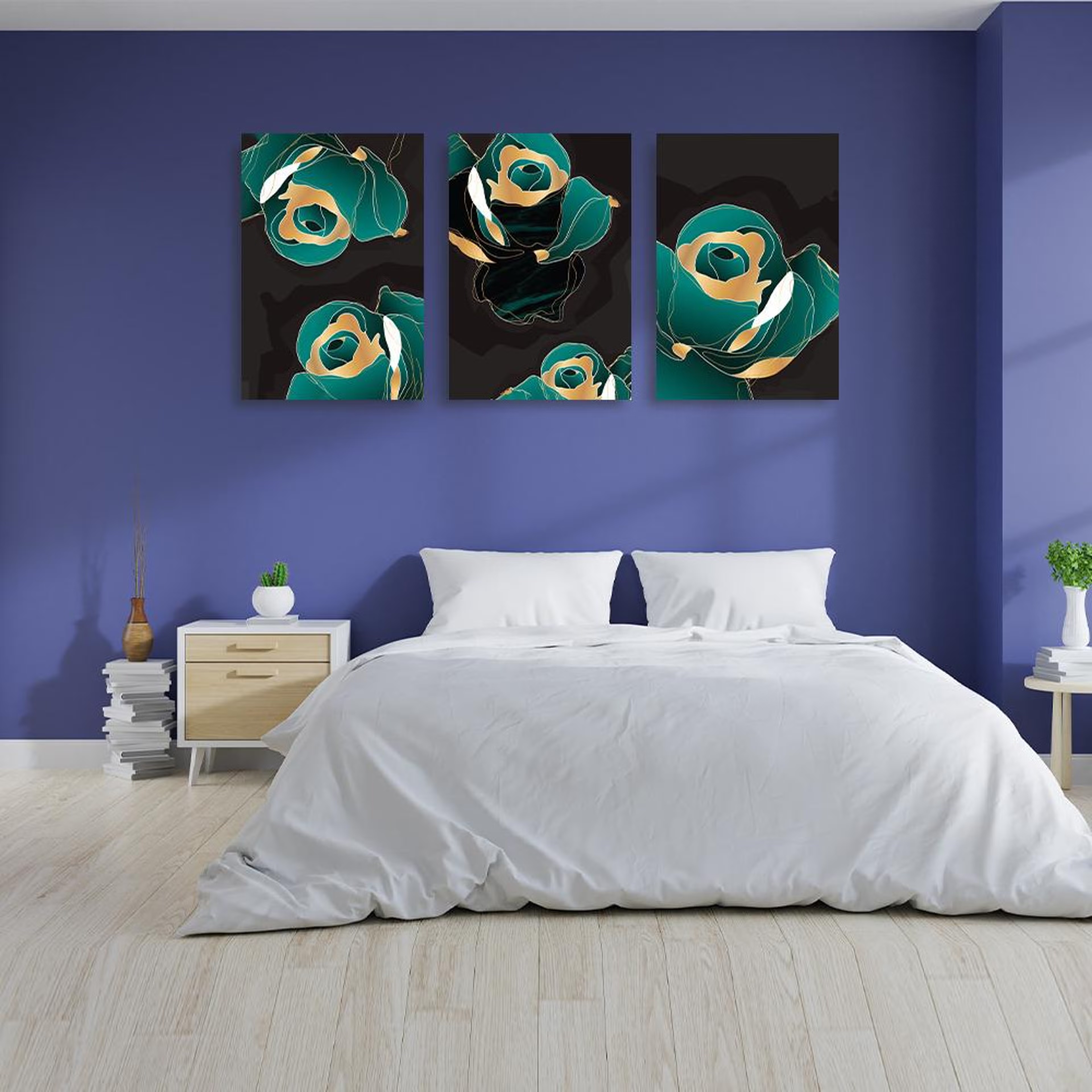 Home 31 Canvas Wall Painting | 12x8 Inch | Set of 3 | For Living Room, Bedroom & Office Decor | Gifting Option | Enchanted Garden Trio 8 inch, Set of 3