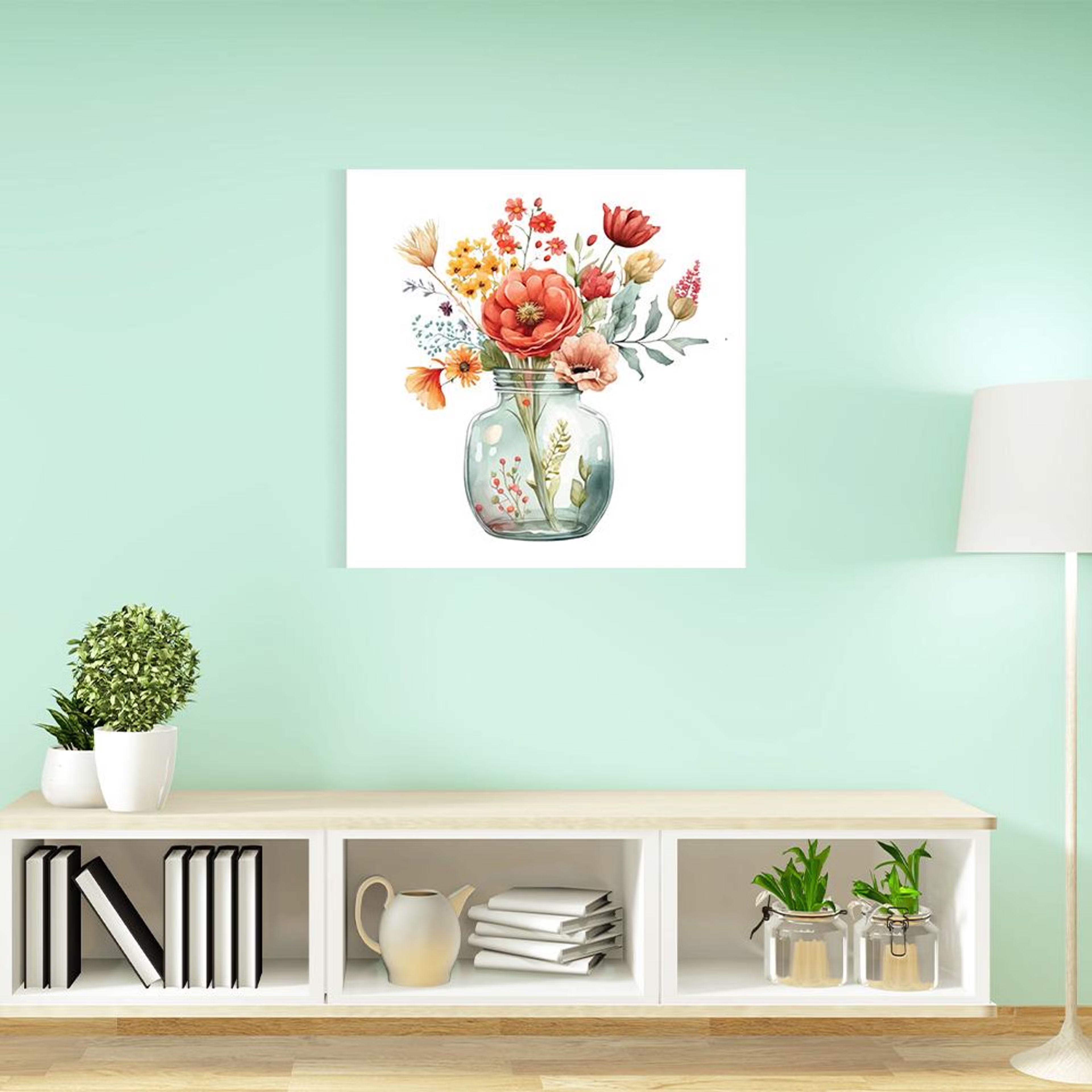Home 31 Canvas Wall Painting | 8x8 Inch | Set of 1 | For Living Room, Bedroom & Office Decor | Gifting Option | Eternal Blossom 8 inch, Set of 1