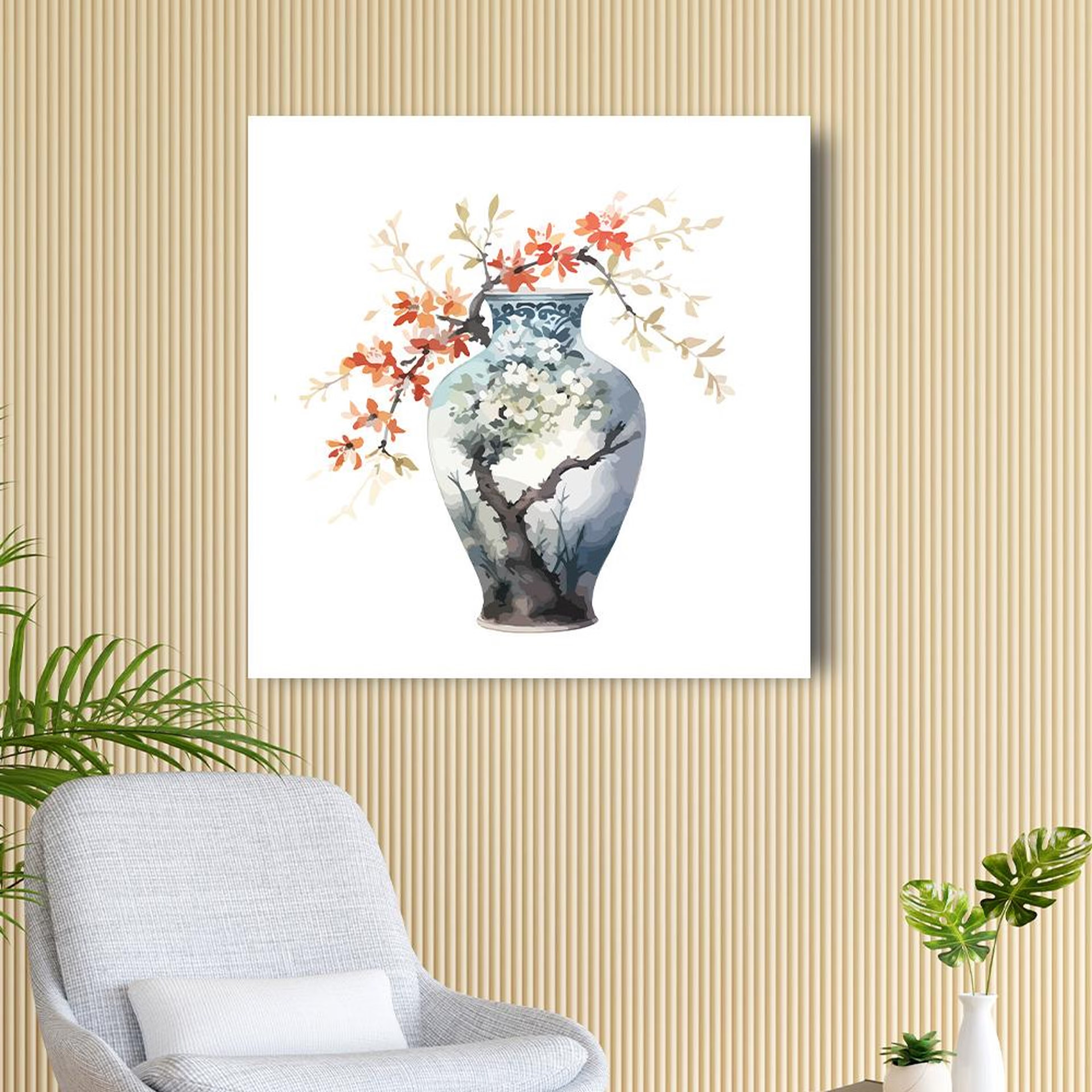 Home 36 Canvas Wall Painting | 12x12 Inch | Set of 1 | For Living Room, Bedroom & Office Decor | Gifting Option | Garden in Vase 12 inch, Set of 1