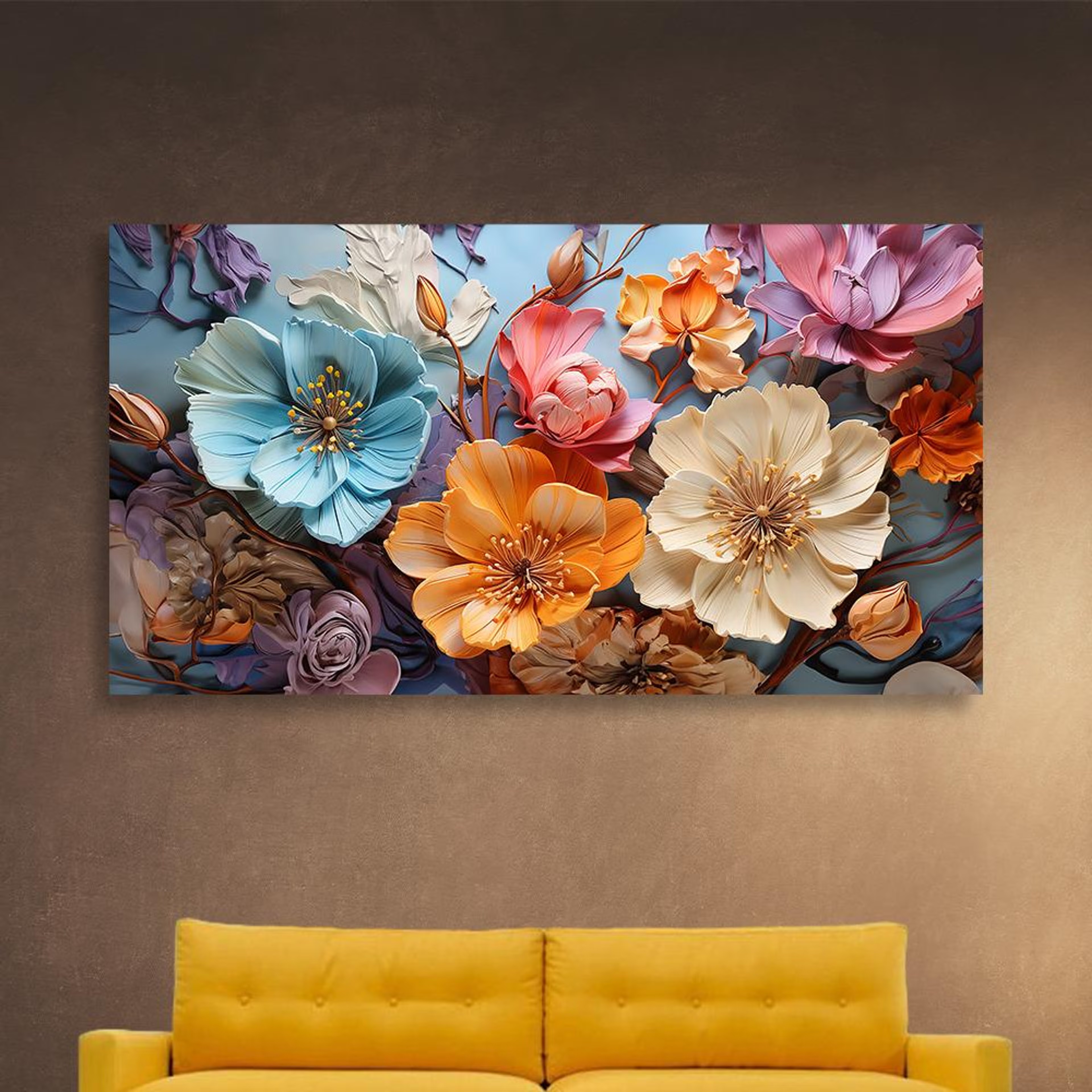 Home 25 Canvas Wall Painting | 48x24 Inch | Set of 1 | For Living Room, Bedroom & Office Decor | Gifting Option | Enchantment Garden Bloom 48 inch, Set of 1