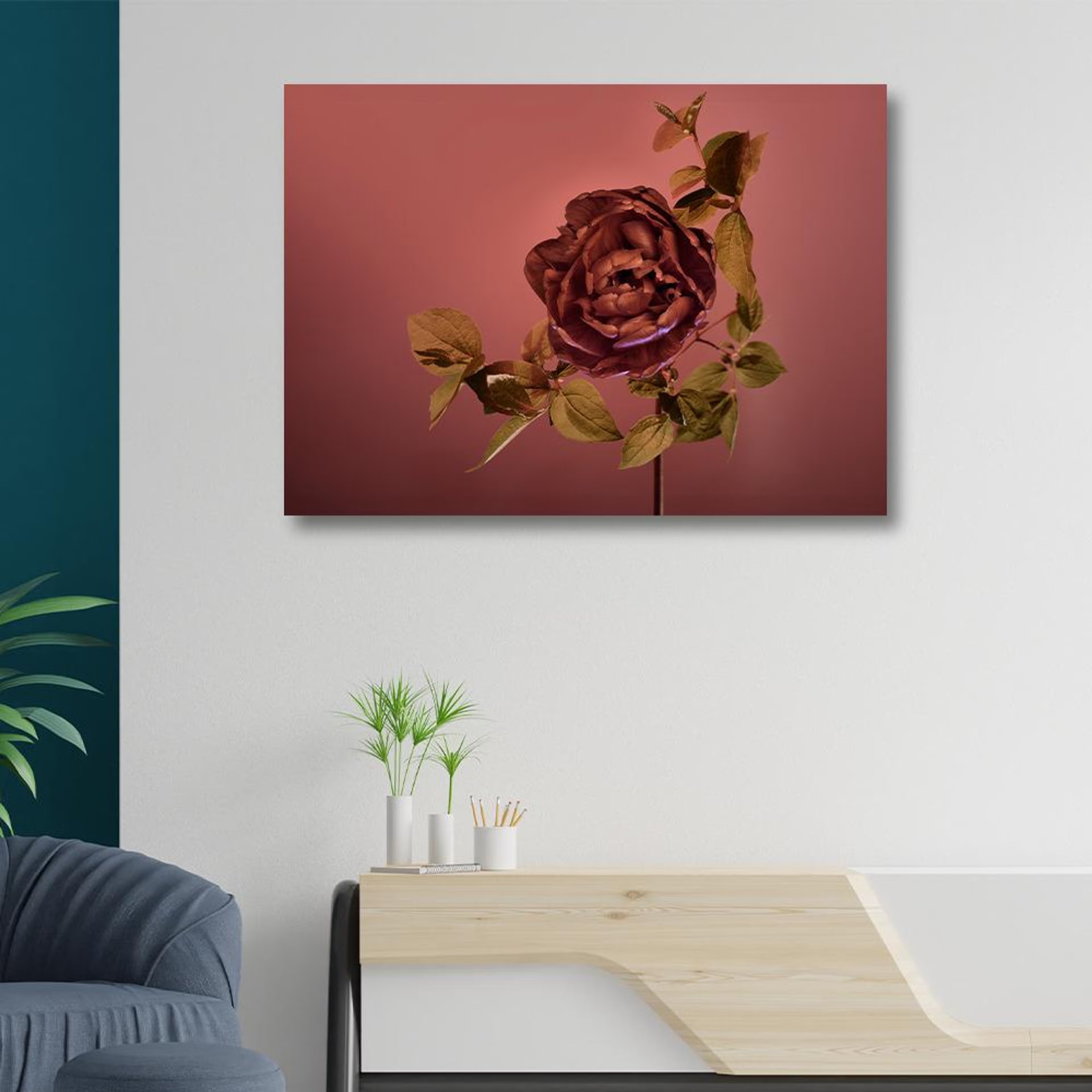 Home 38 Canvas Wall Painting | 18x12 Inch | Set of 1 | For Living Room, Bedroom & Office Decor | Gifting Option | Scarlet Tulip 18 inch, Set of 1