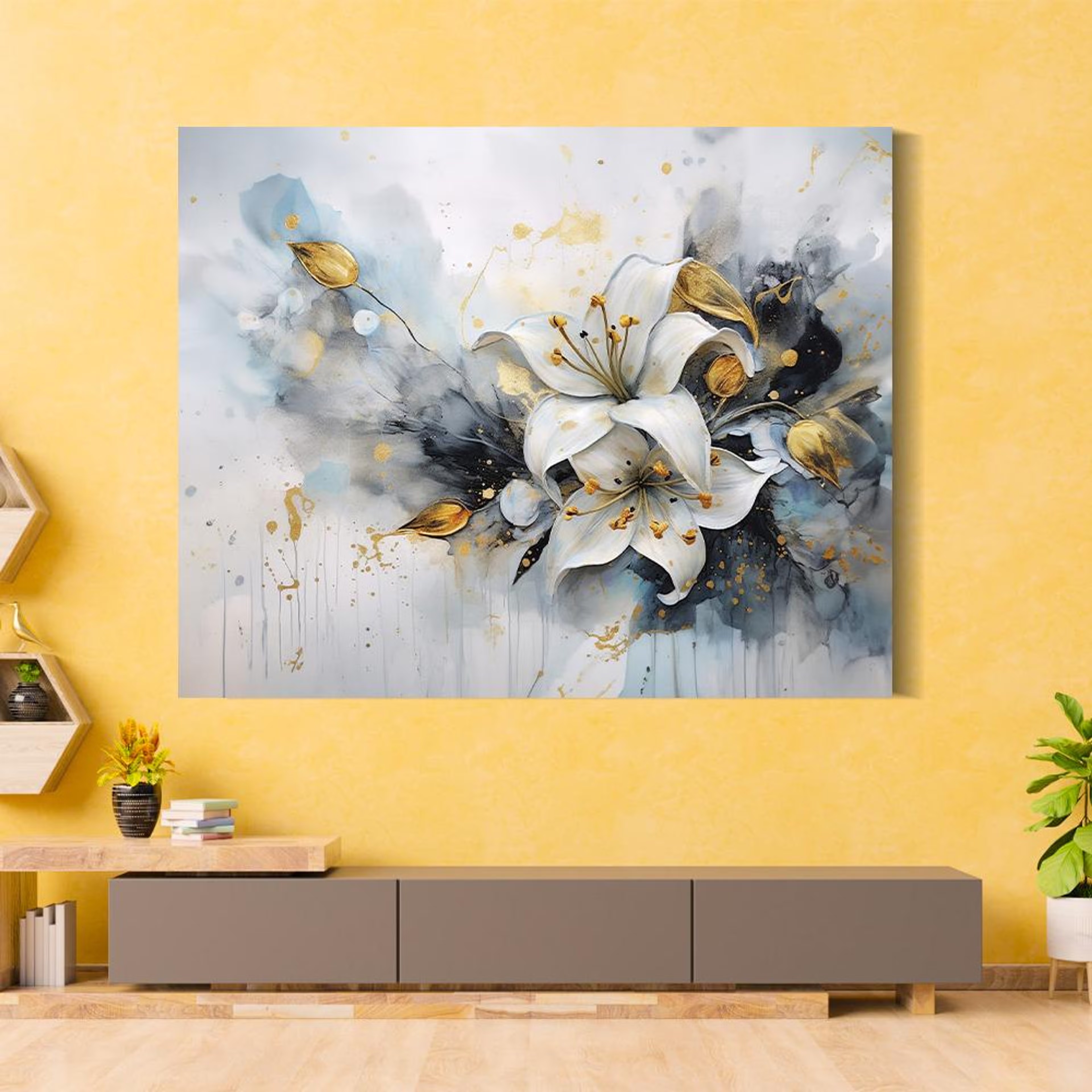 Canvas Wall Painting | 8x6 Inch | Set of 1 | For Living Room, Bedroom & Office Decor | Gifting Option | Floral Cluster Arrangement 8 inch, Set of 1