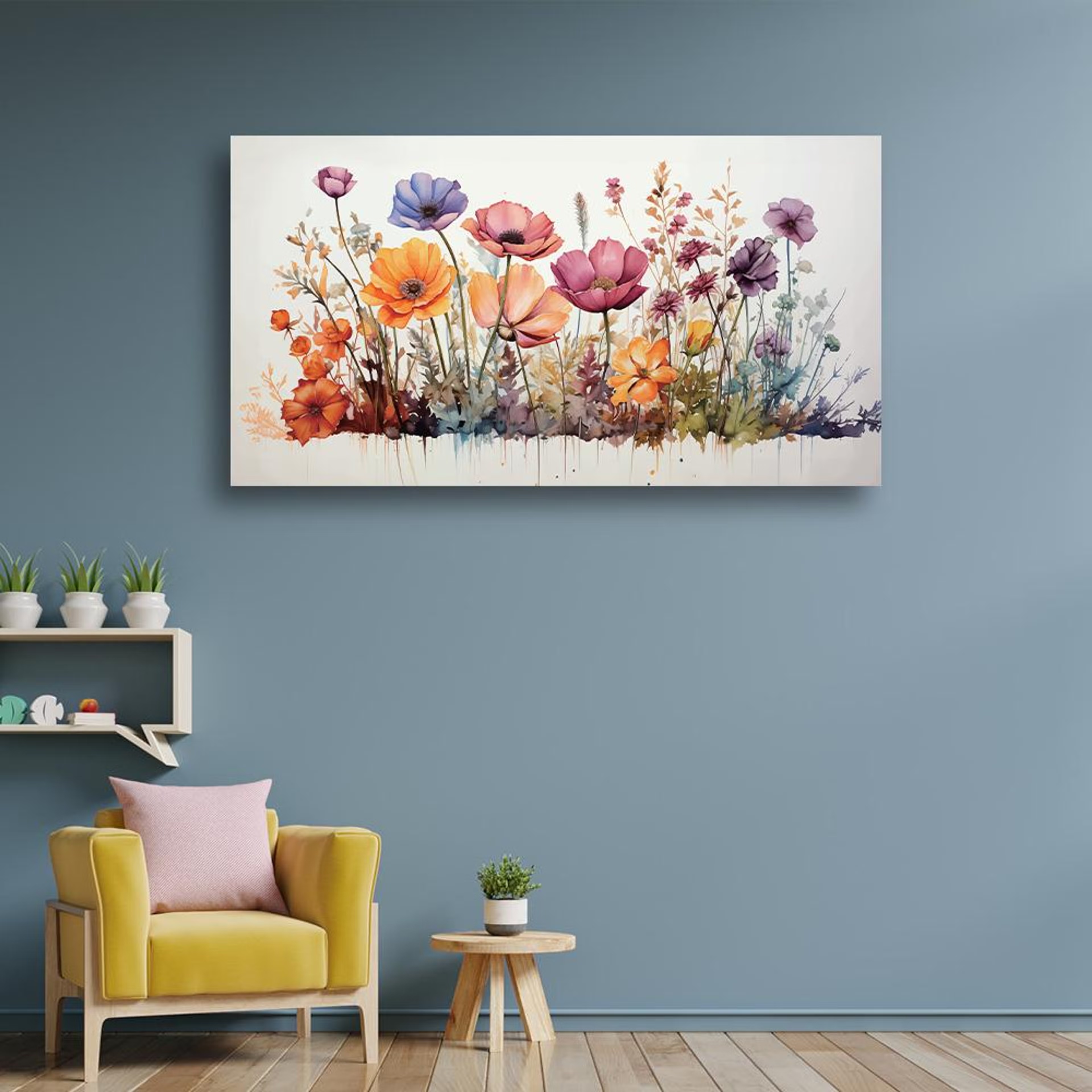 Home 44 Canvas Wall Painting | 48x24 Inch | Set of 1 | For Living Room, Bedroom & Office Decor | Gifting Option | Burst of Colors 48 inch, Set of 1