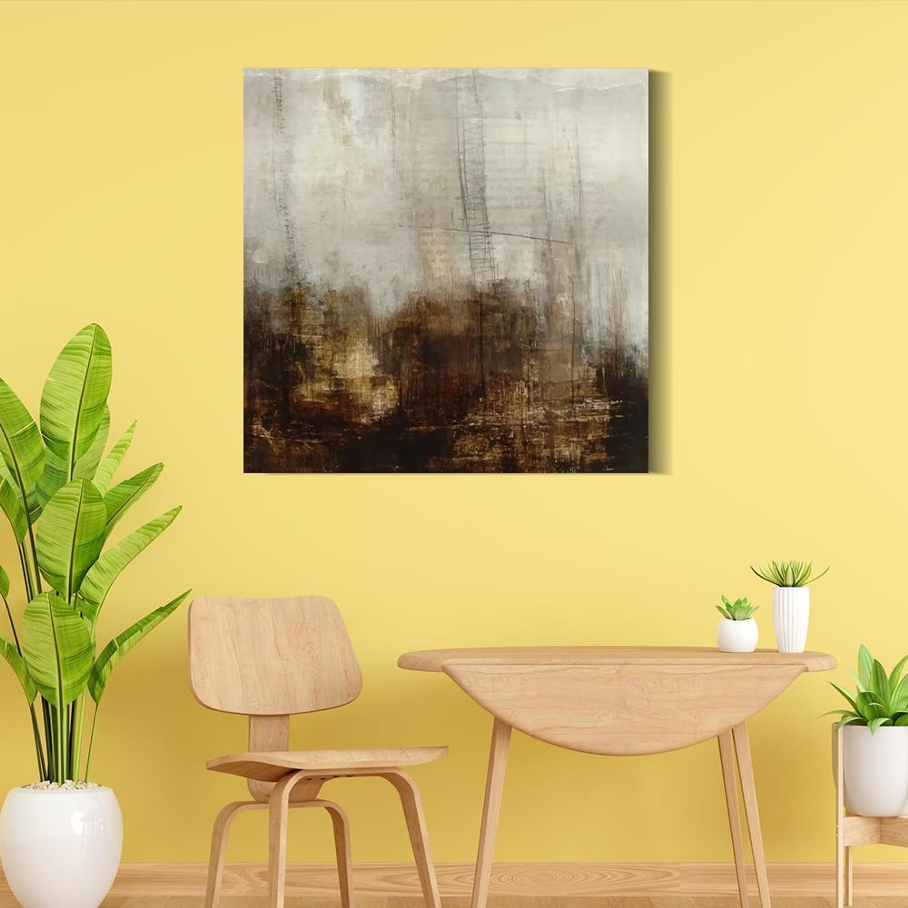Canvas Wall Painting | 10x10 Inch | Set of 1 | For Living Room, Bedroom & Office Decor | Gifting Option | Lively Abstract Trio 10 inch, Set of 1