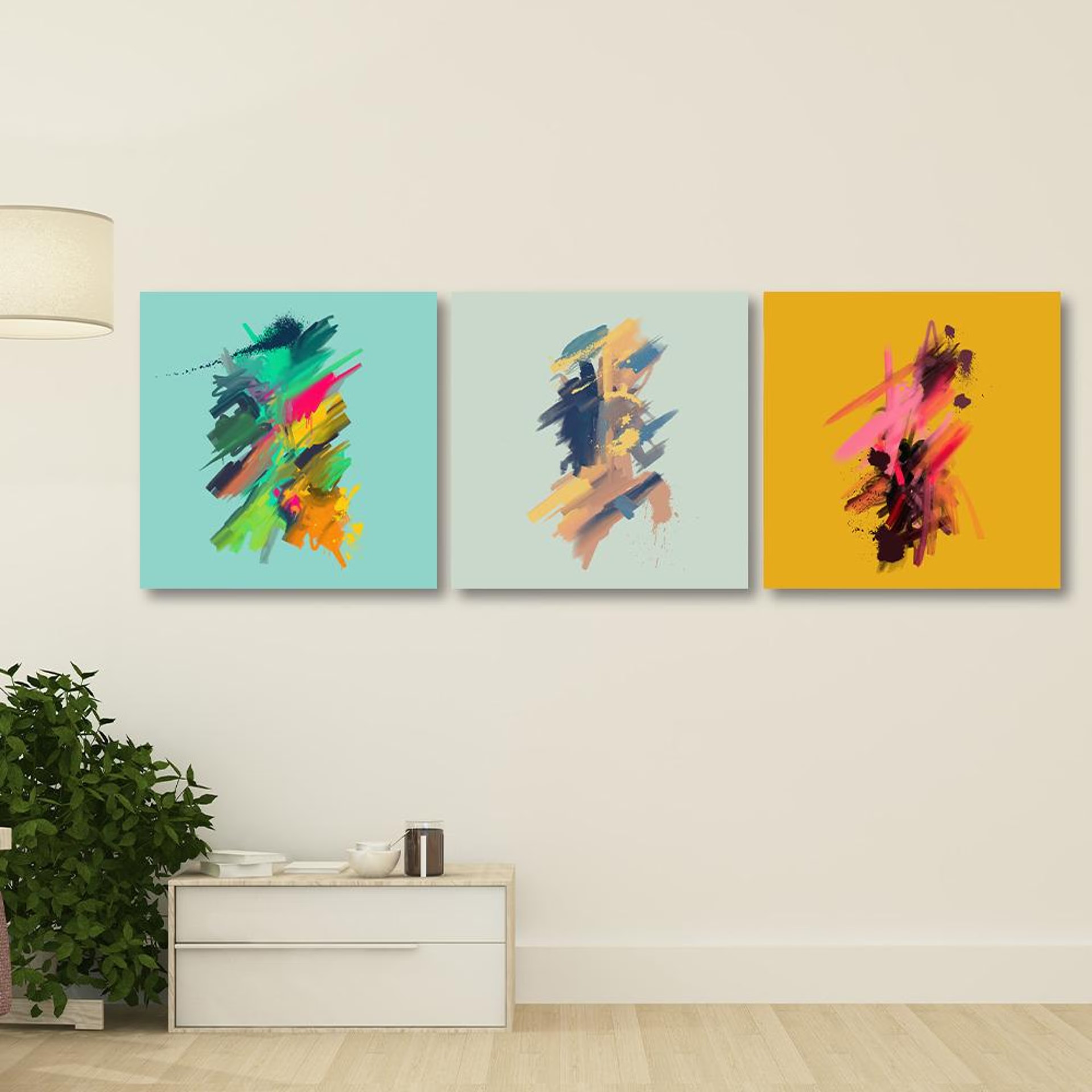 Canvas Wall Painting | 24x24 Inch | Set of 3 | For Living Room, Bedroom & Office Decor | Gifting Option | Emotions at Play 24 inch, Set of 3