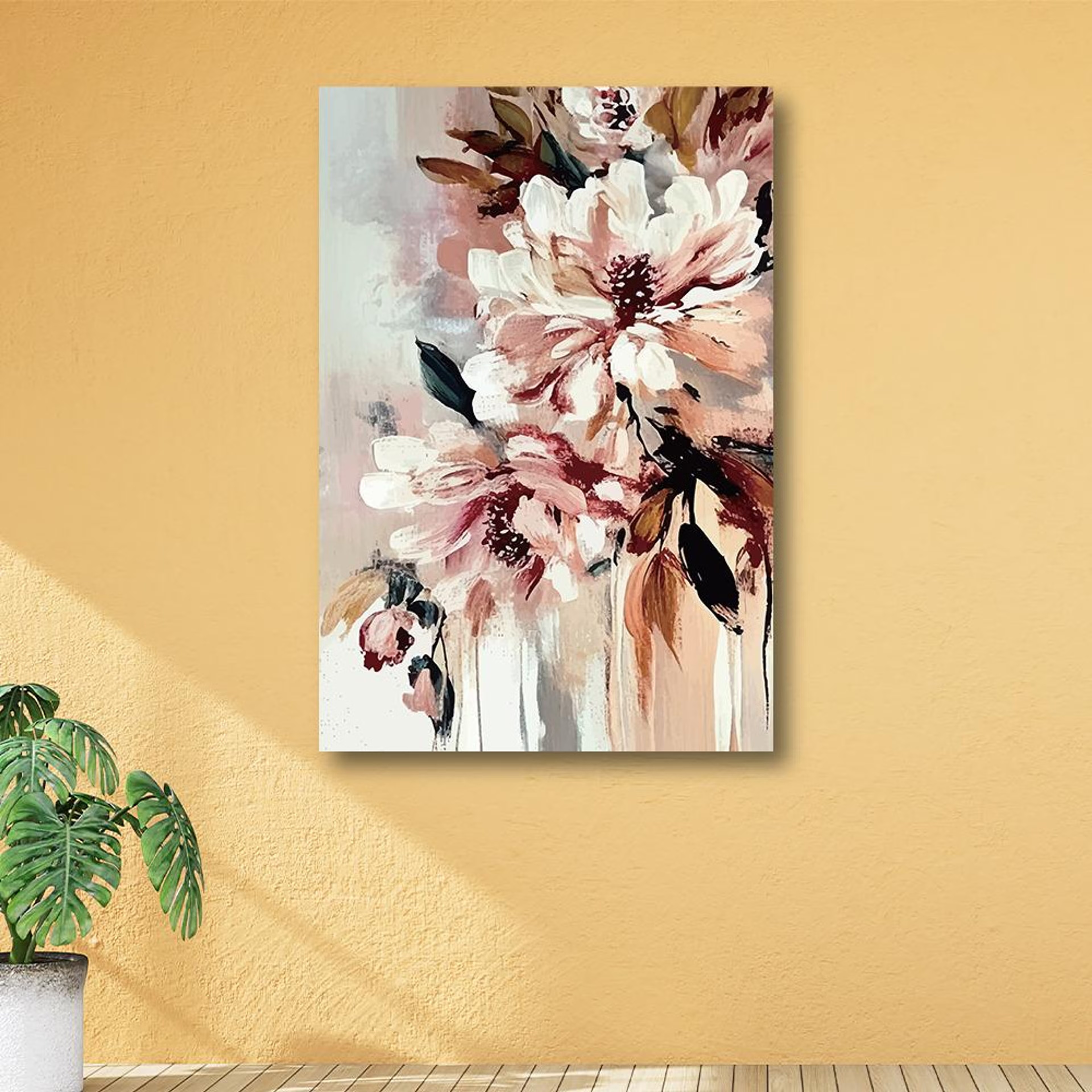 Canvas Wall Painting | 12x18 Inch | Set of 1 | For Living Room, Bedroom & Office Decor | Gifting Option | Classic Floral Pattern 12 inch, Set of 1