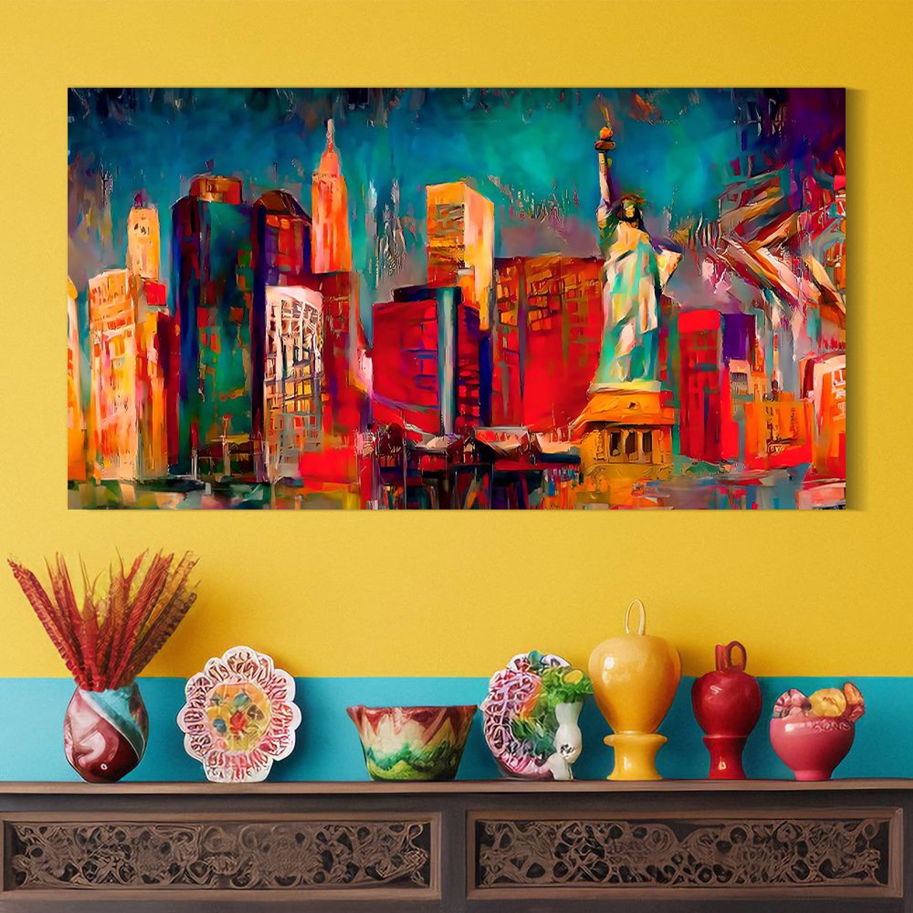 Canvas Wall Painting | 48x24 Inch | Set of 1 | For Living Room, Bedroom & Office Decor | Gifting Option | Dream of a City 48 inch, Set of 1