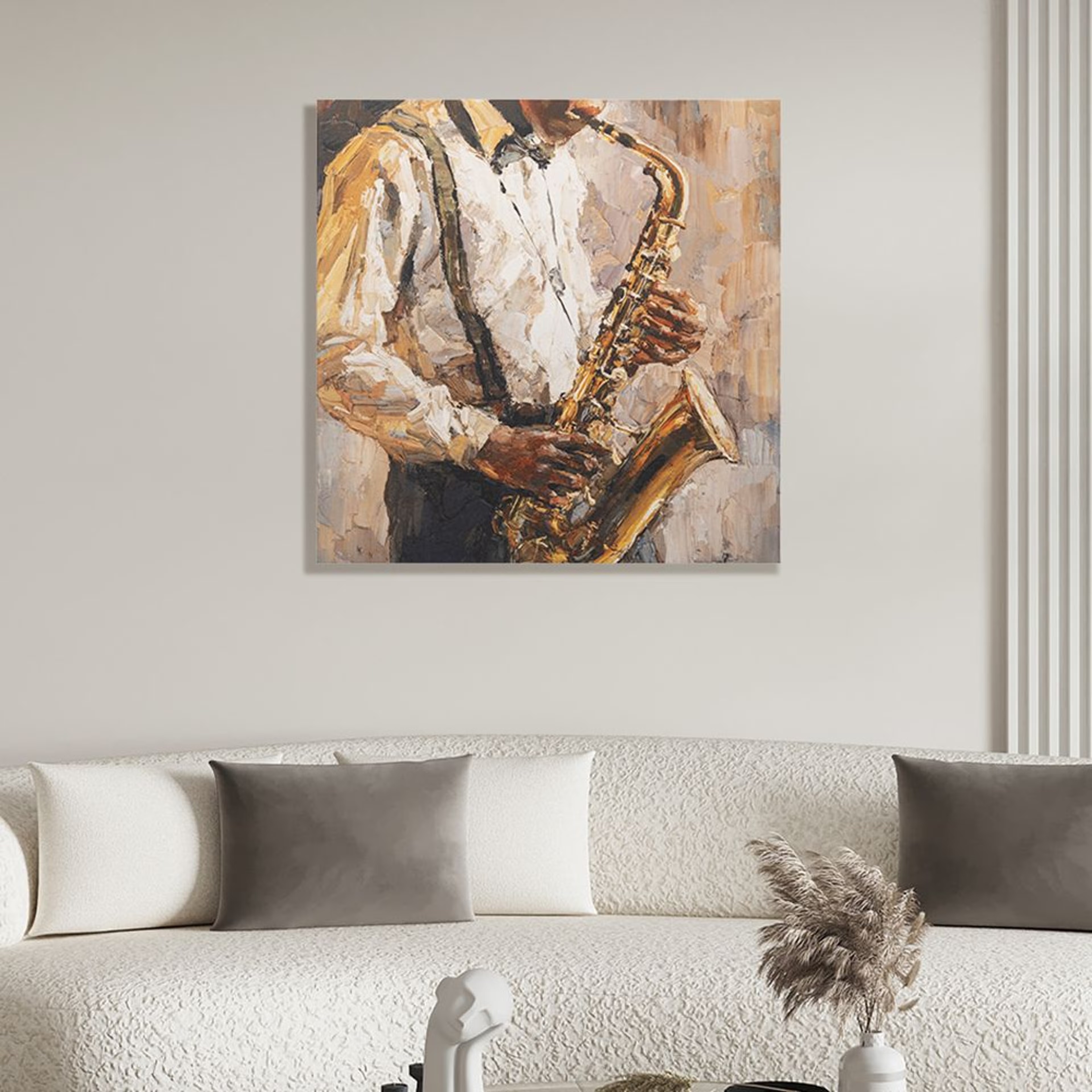 Canvas Wall Painting | 24x24 Inch | Set of 1 | For Living Room, Bedroom & Office Decor | Gifting Option | Saxophone Player 24 x 24 inch, Set of 1