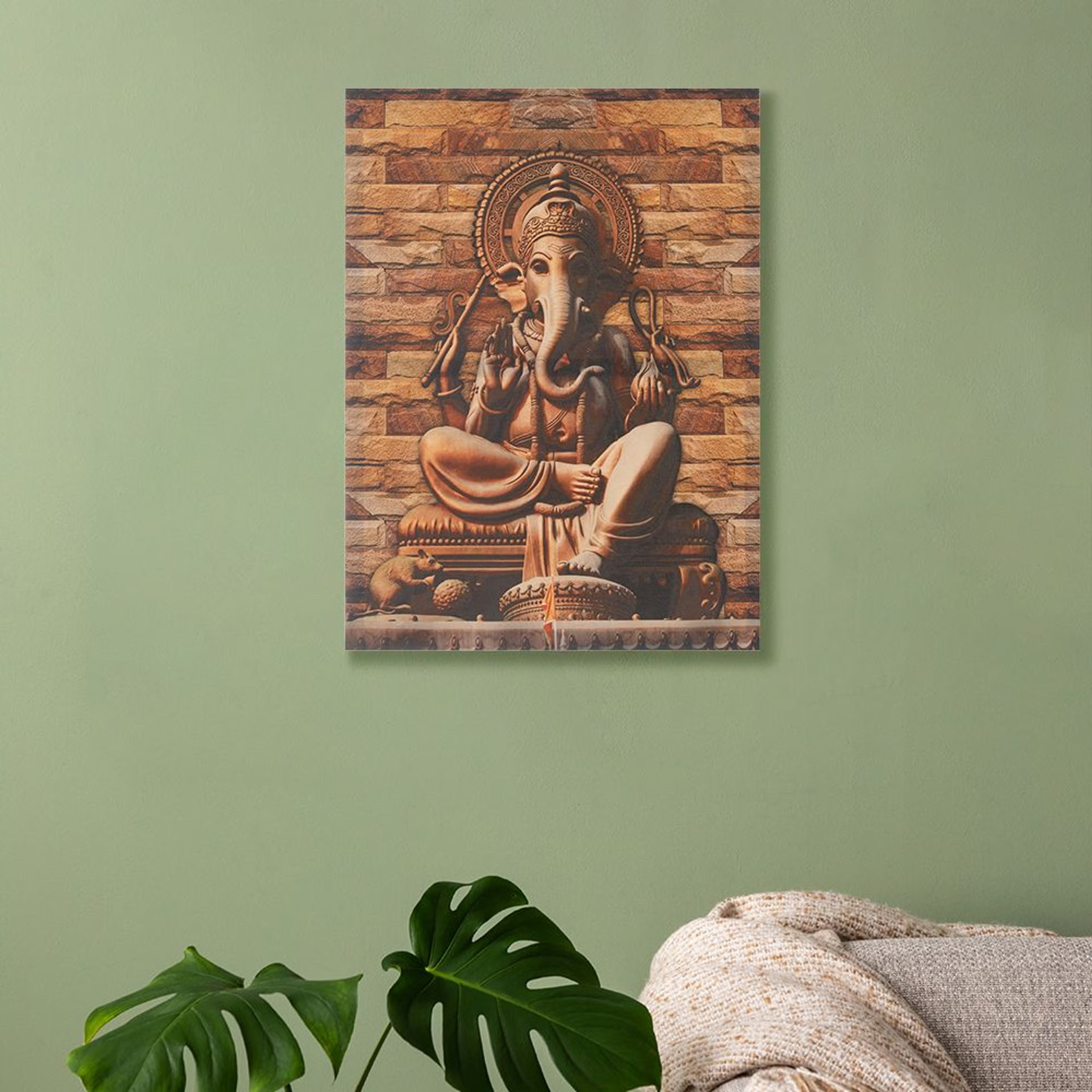Canvas Wall Painting | 18x24 Inch | Set of 1 | For Living Room, Bedroom & Office Decor | Gifting Option | Sepia Tone Ganesha 24 x 18 inch, Set of 1