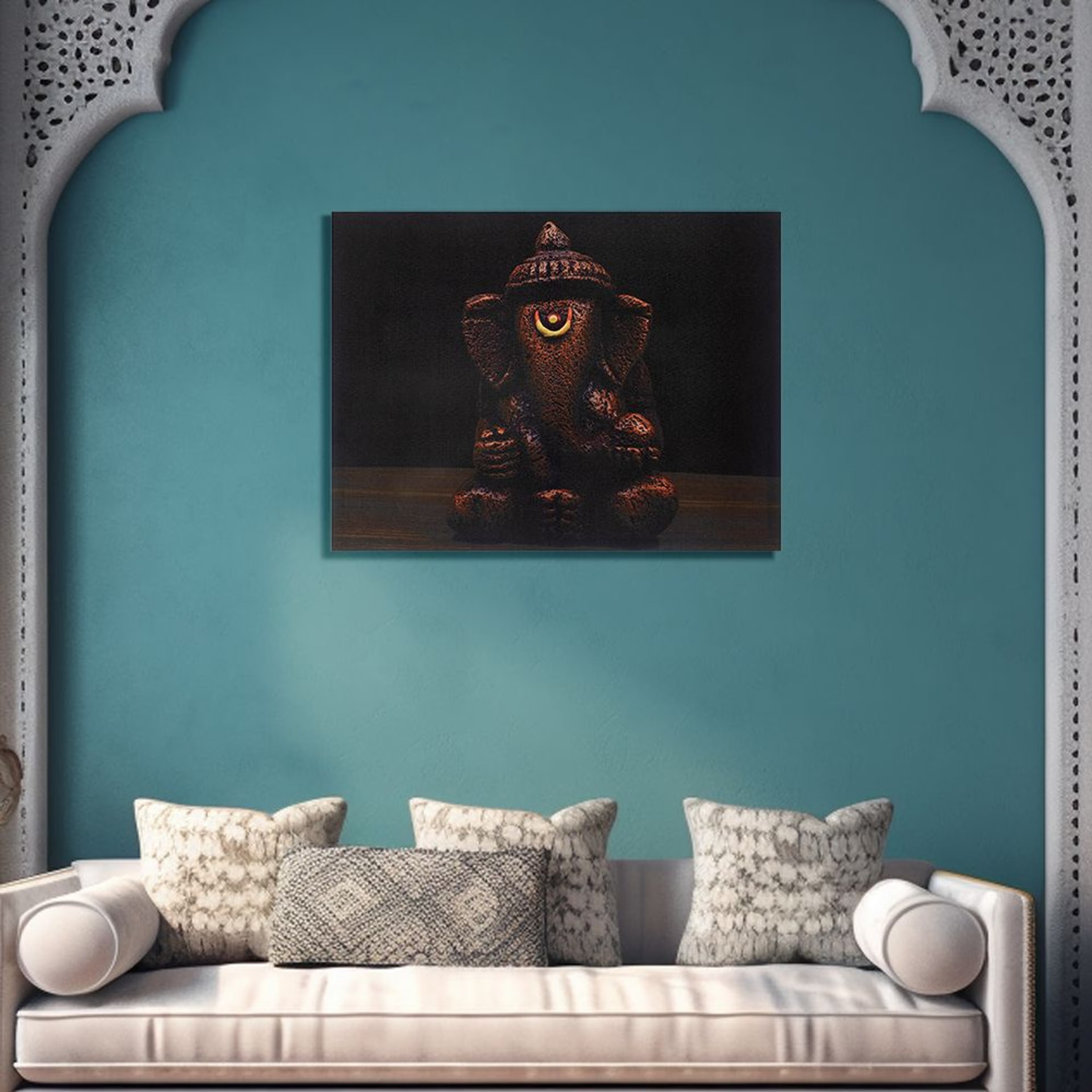 Canvas Wall Painting | 18x24 Inch | Set of 1 | For Living Room, Bedroom & Office Decor | Gifting Option | Mud Ganesha Sculpture 18 x 24 inch, Set of 1