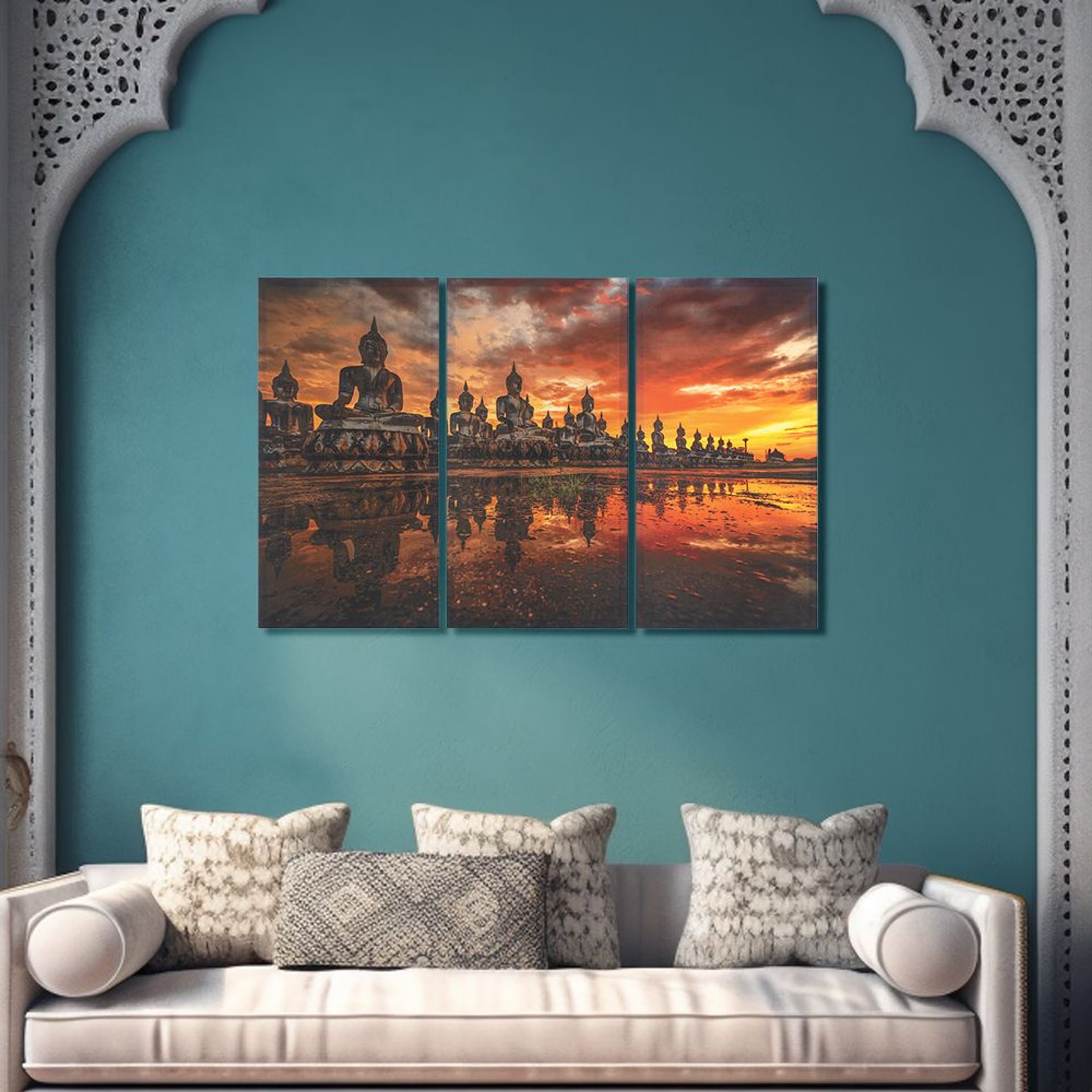 Canvas Wall Painting | 48x30 Inch | Set of 3 | For Living Room, Bedroom & Office Decor | Gifting Option | Against the Evening Light 48 x 30 inch, Set of 3