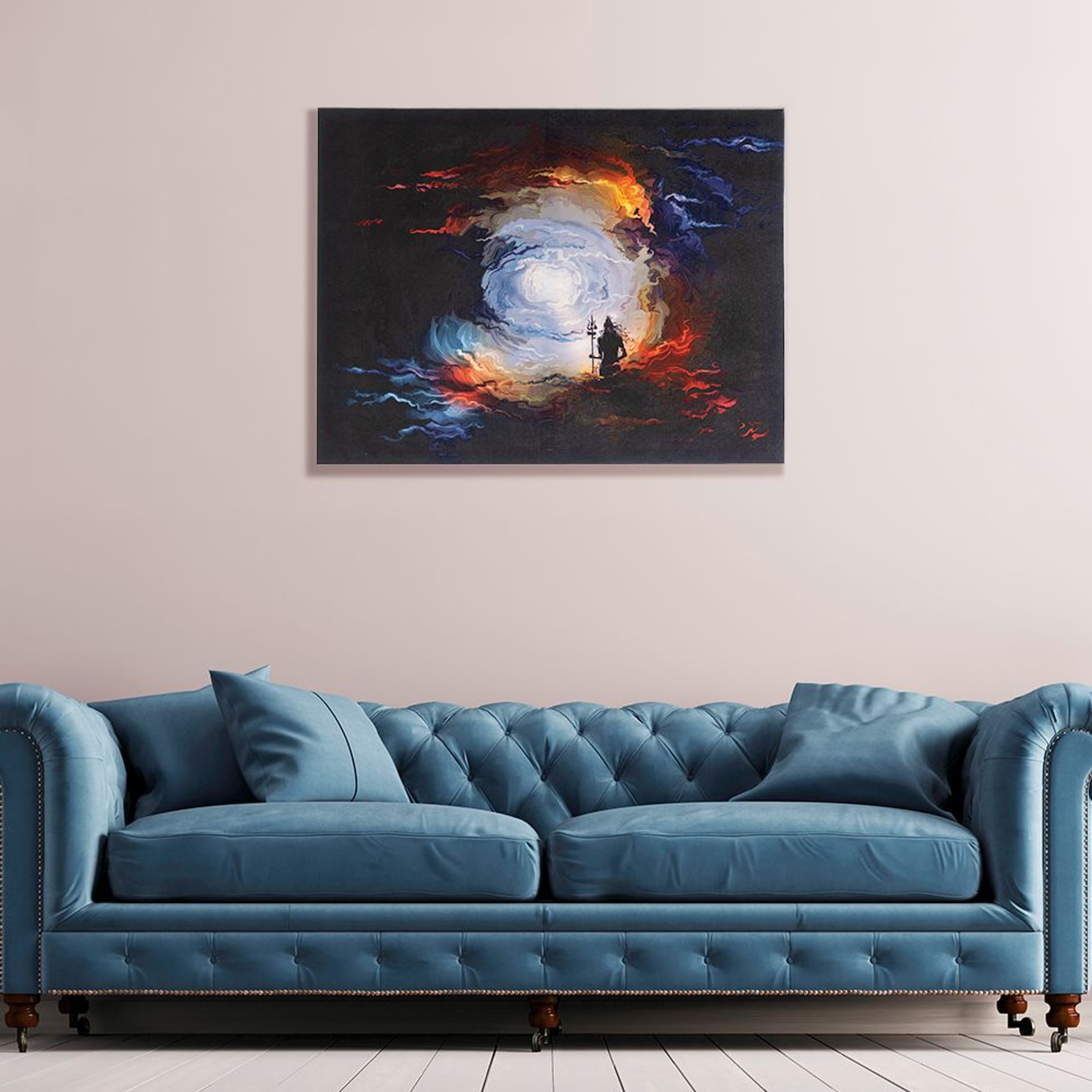 Canvas Wall Painting | 18x24 Inch | Set of 1 | For Living Room, Bedroom & Office Decor | Gifting Option | Triyuginarayan at night 18 x 24 inch, Set of 1