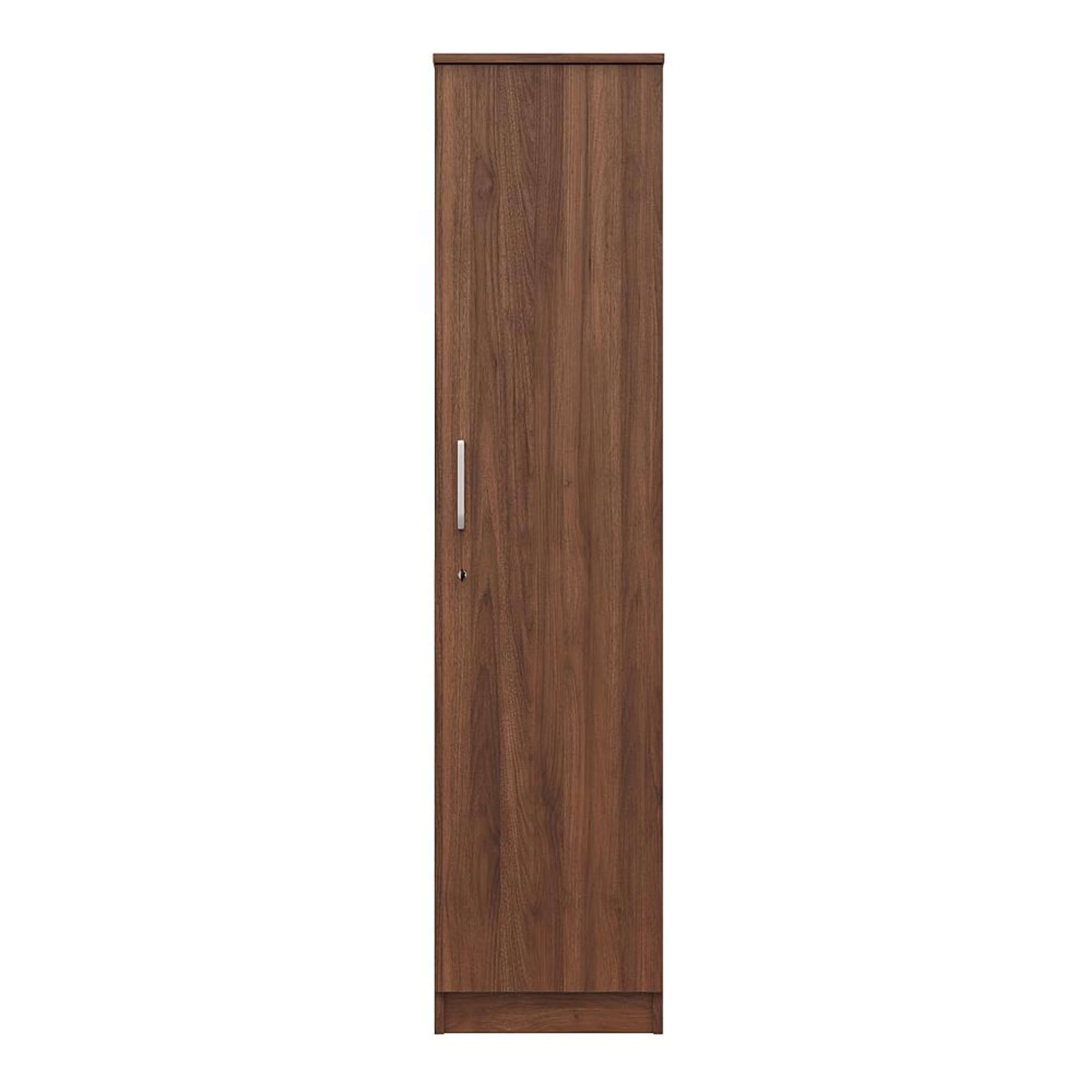 Hunor 1 Door Wardrobe with shelves | Without Mirror | (Columbia walnut) 1 Door, Without Mirror, Columbia walnut