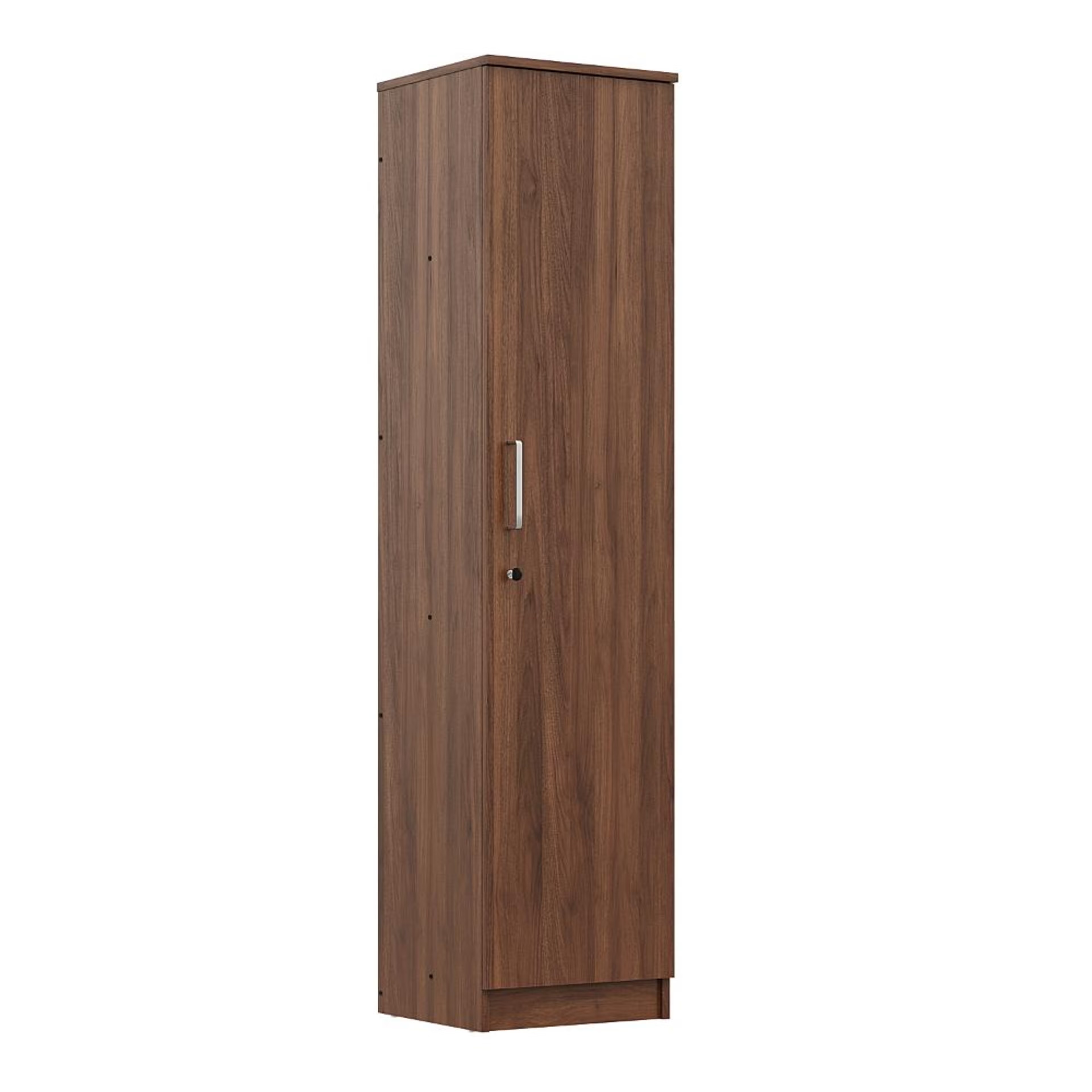 Hunor 1 Door Wardrobe with shelves | Without Mirror | (Columbia walnut) 1 Door, Without Mirror, Columbia walnut