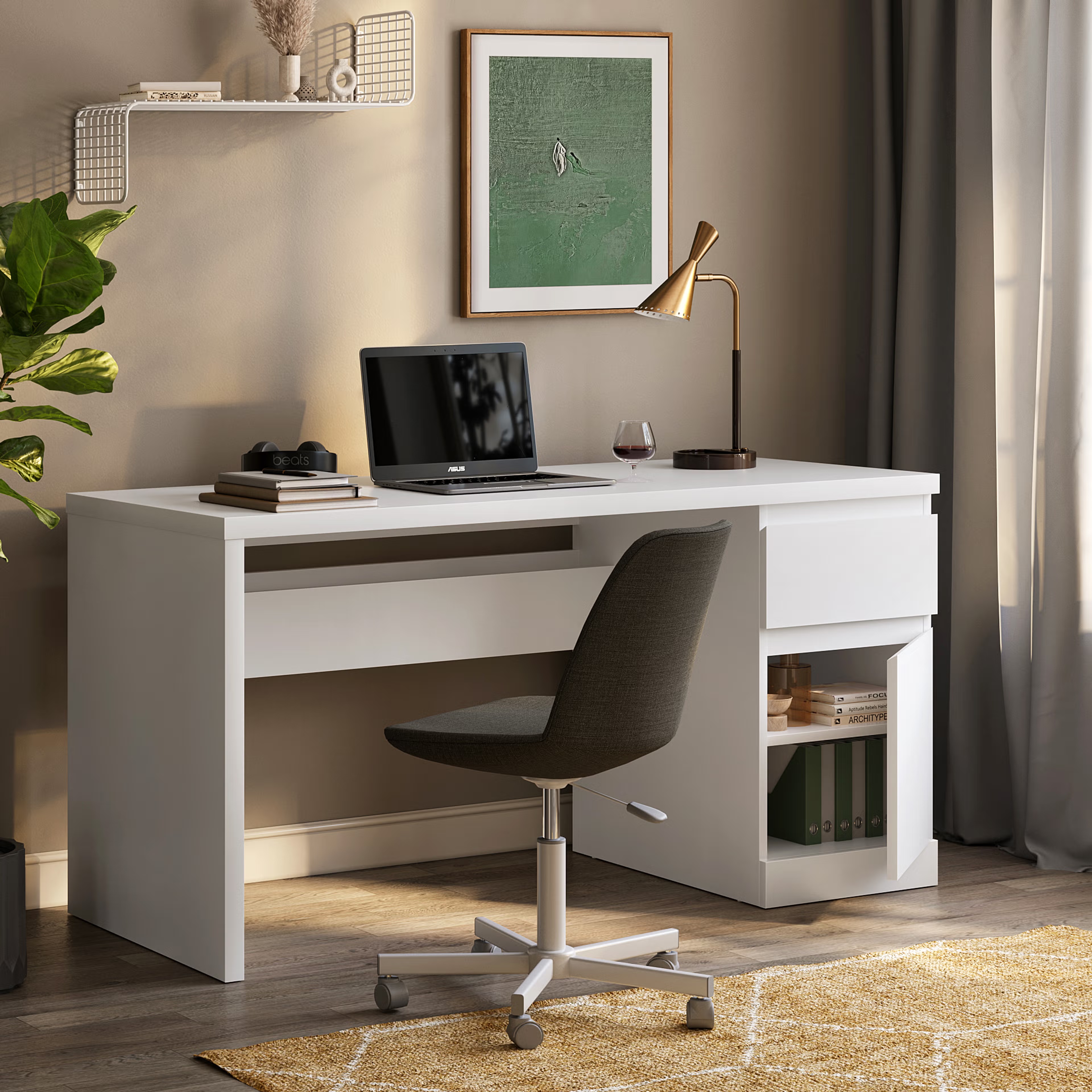 Wakefit Camus Study Table- Frosty White Frosty White