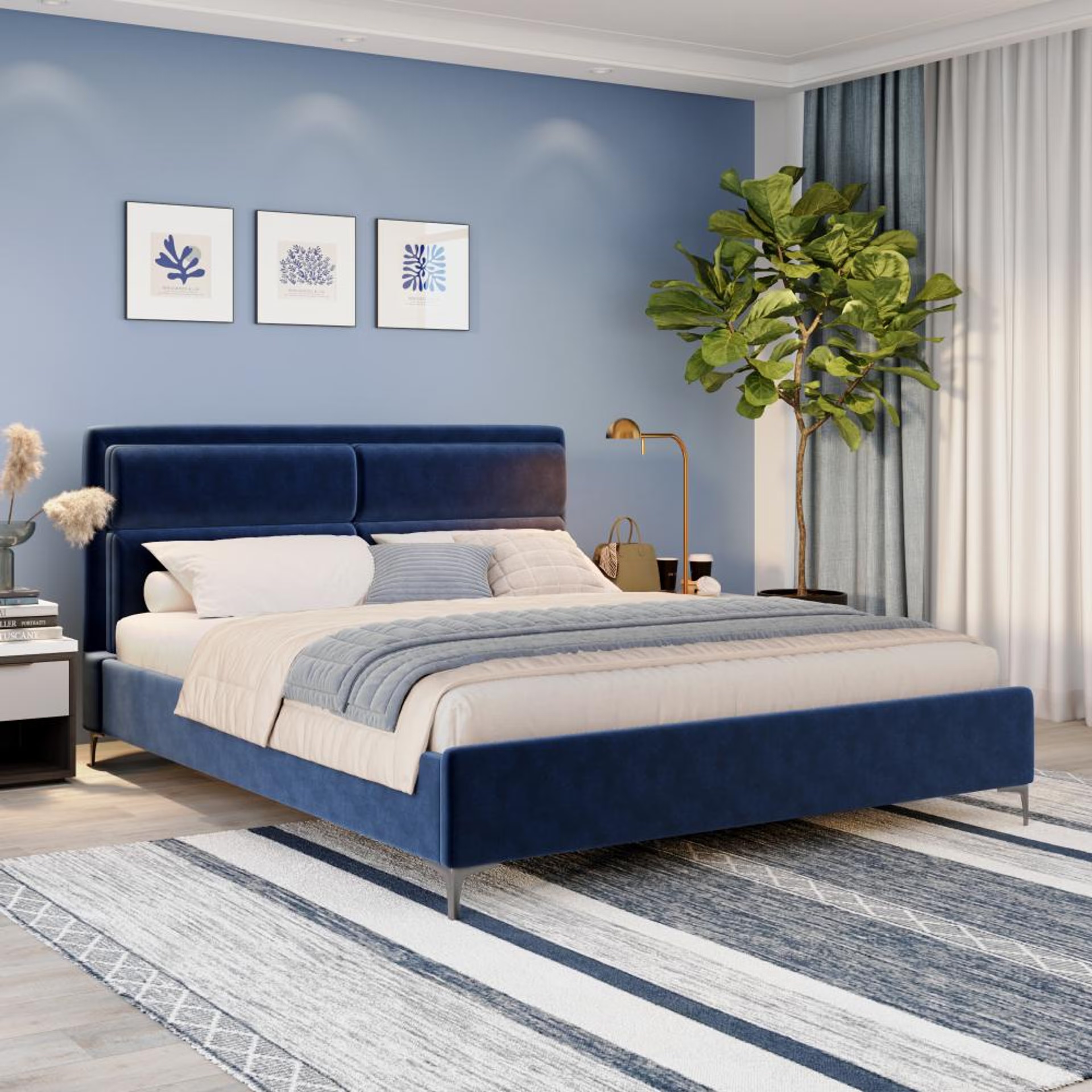 Wakefit Zewail Without Storage King Size Upholstered Bed King - 78" x 72\