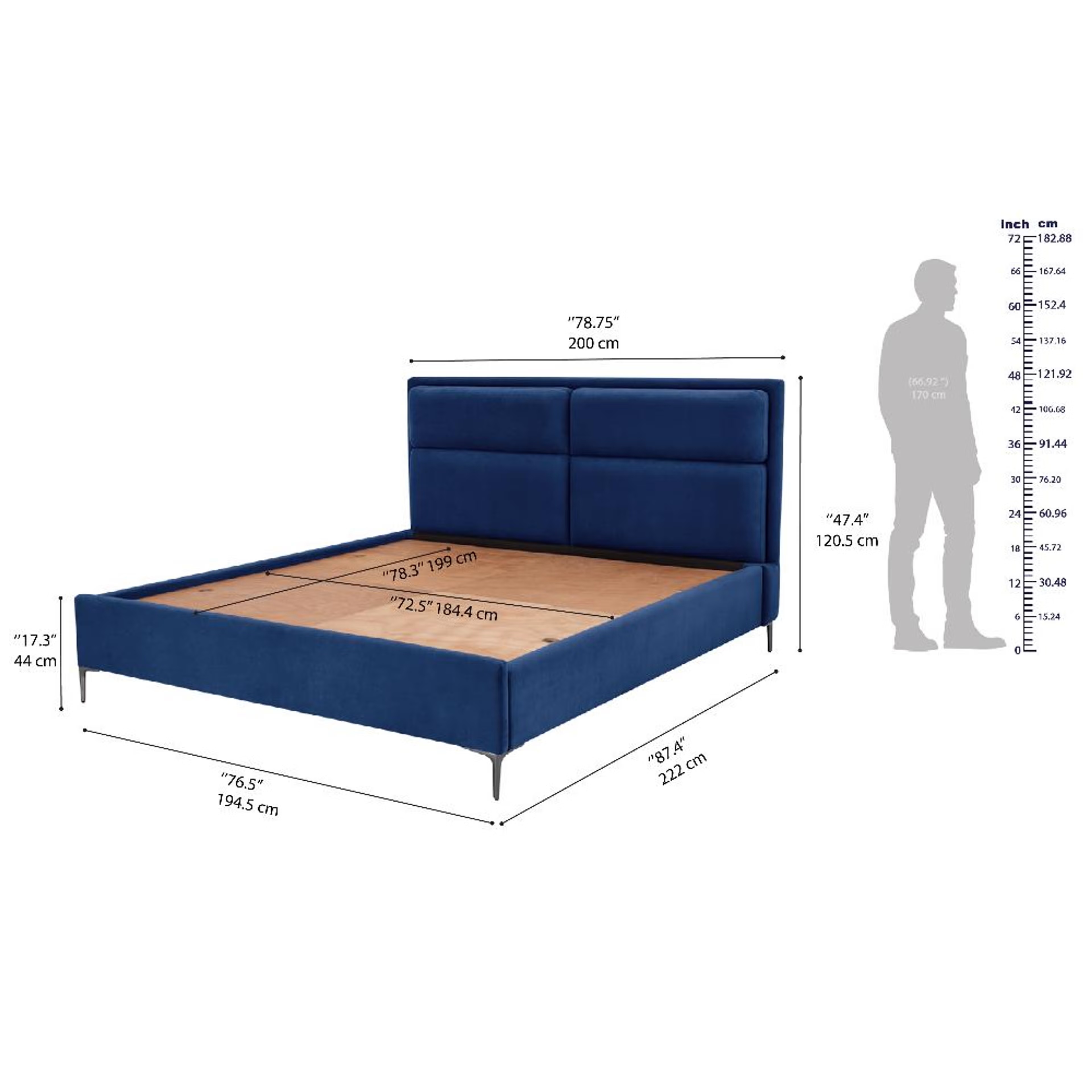 Wakefit Zewail Without Storage King Size Upholstered Bed King - 78" x 72 8 Wakefit Zewail Without Storage King Size Upholstered Bed King - 78" x 72\