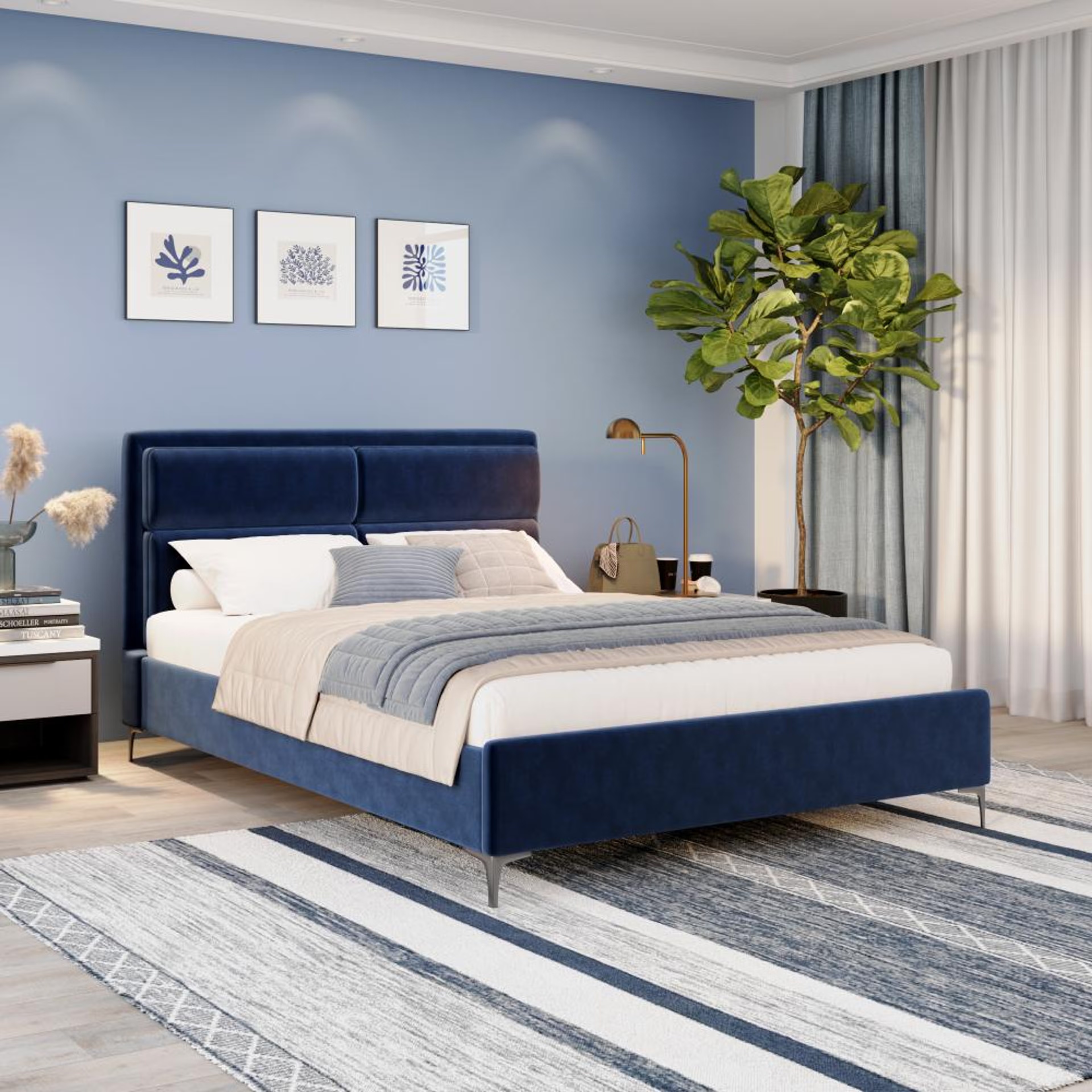 Wakefit Zewail Without Storage Queen Size Upholstered Bed Queen - 78" x 60\