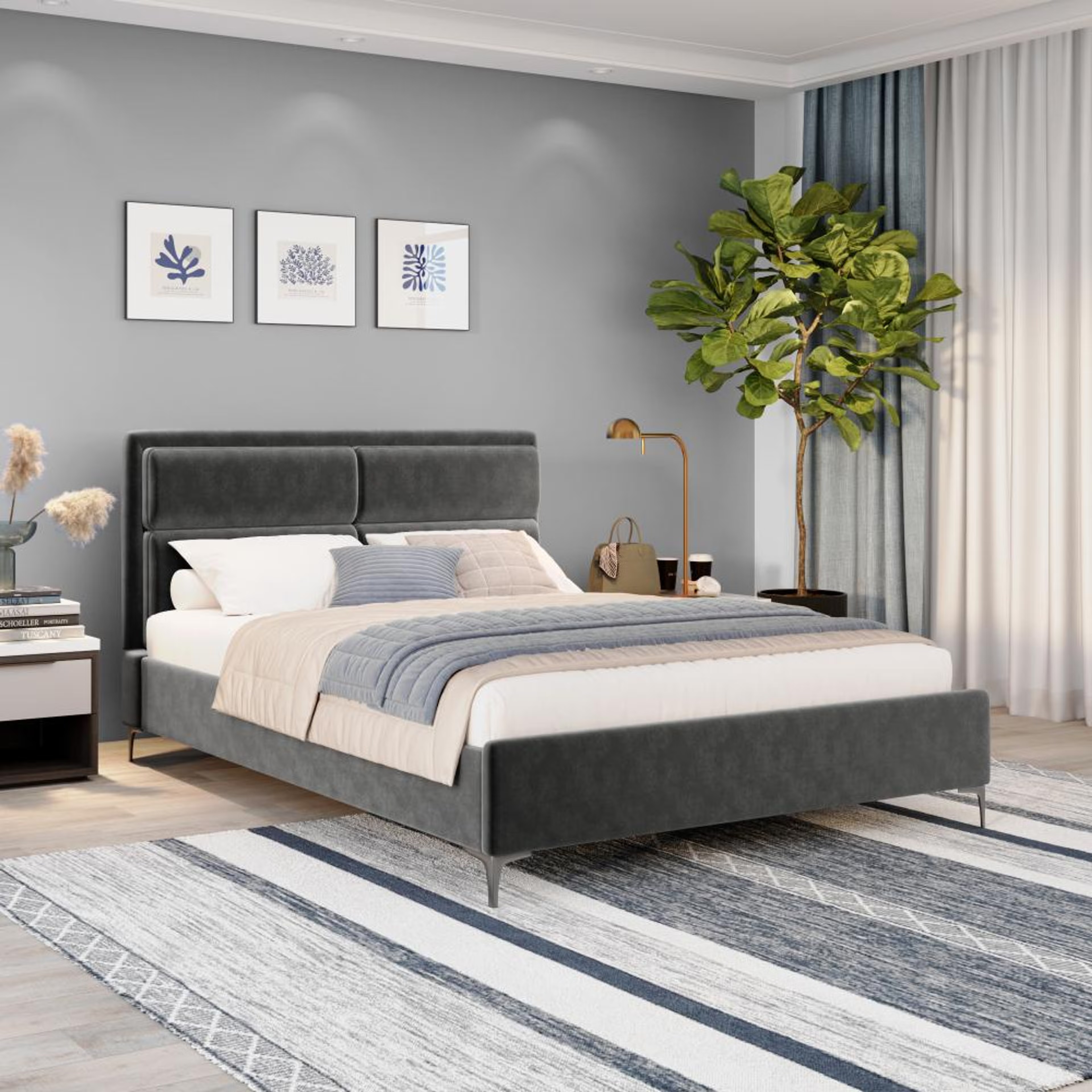 Wakefit Zewail Without Storage Queen Size Upholstered Bed Queen - 78" x 60\