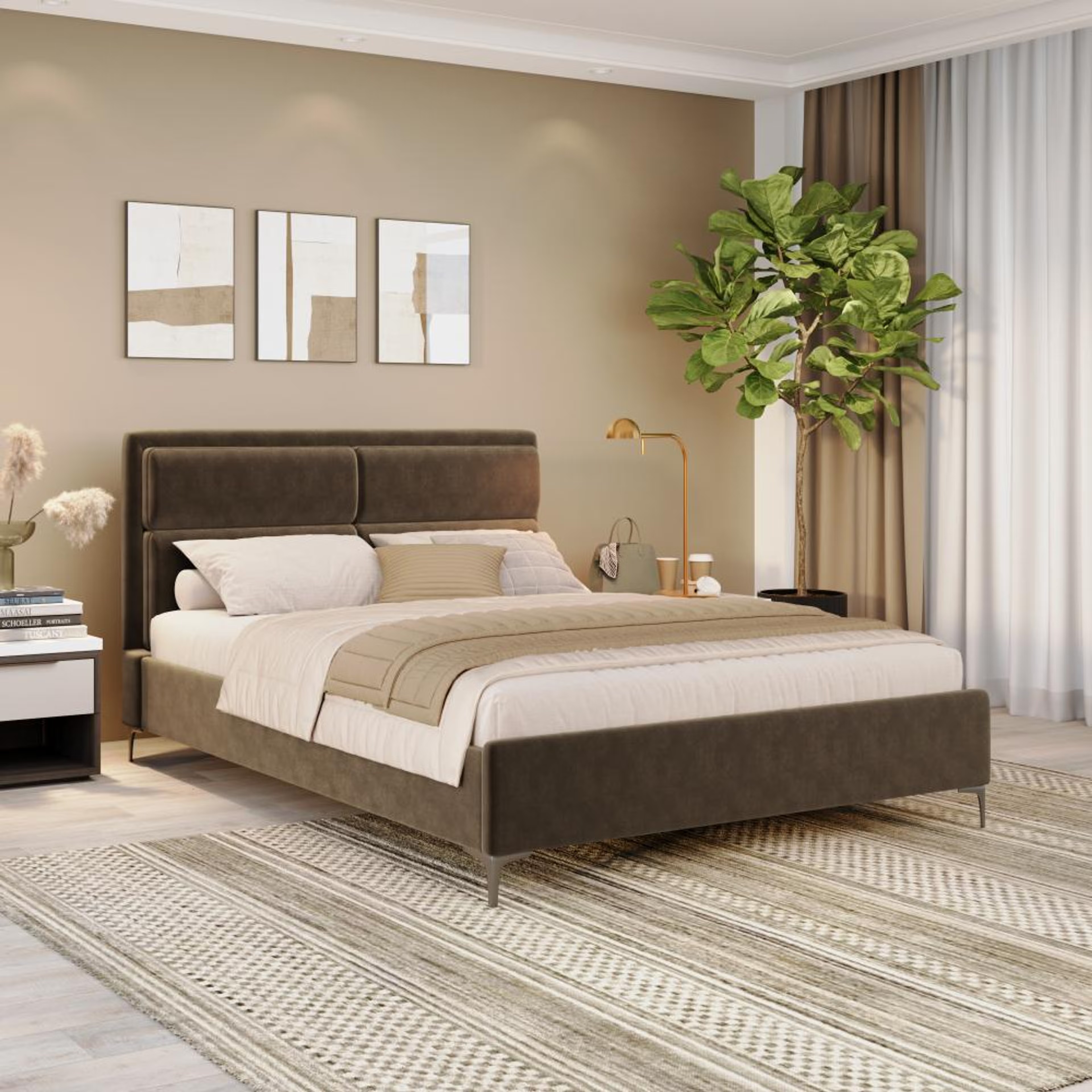 Wakefit Zewail Without Storage Queen Size Upholstered Bed Queen - 78" x 60\