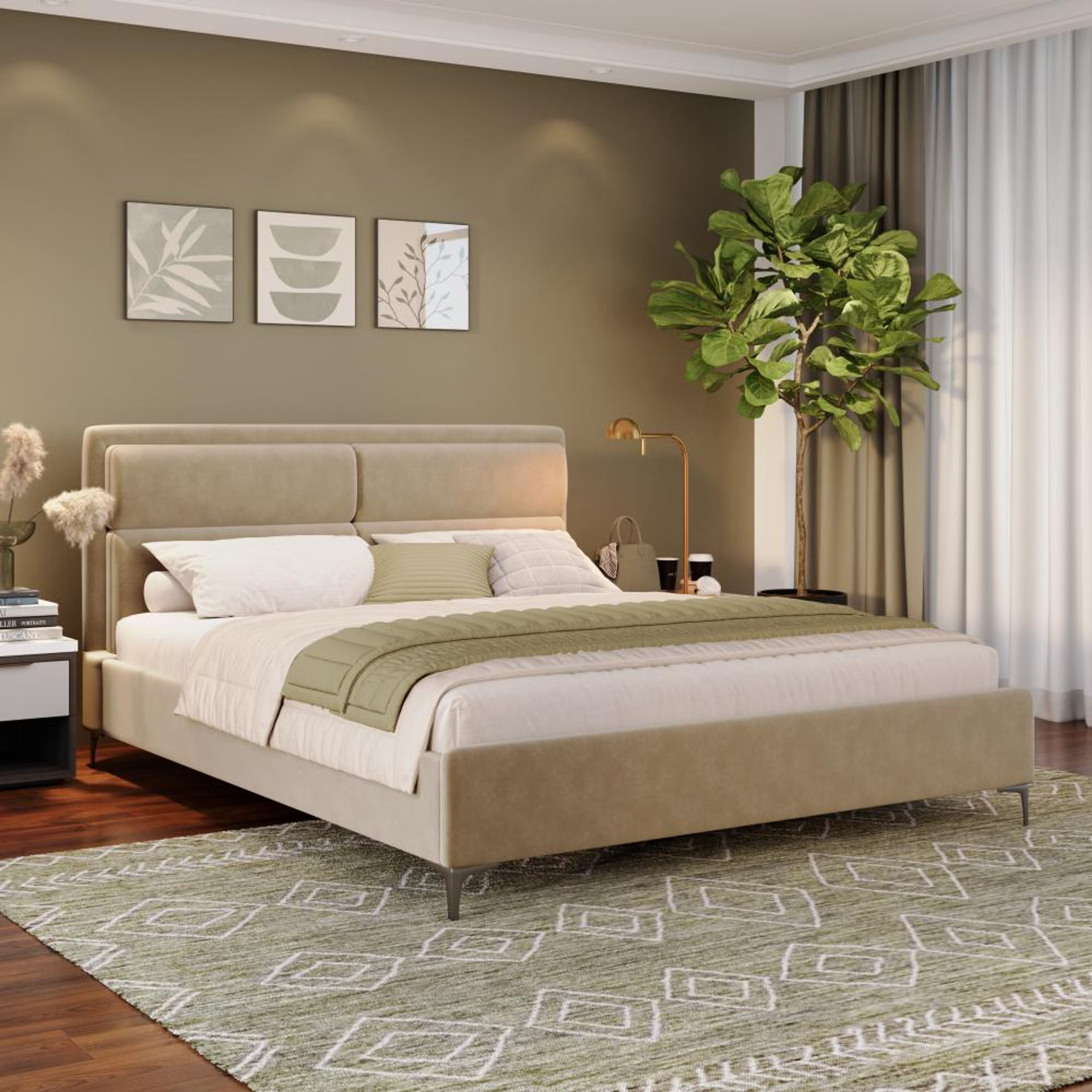 Wakefit Zewail Without Storage King Size Upholstered Bed King - 78" x 72\