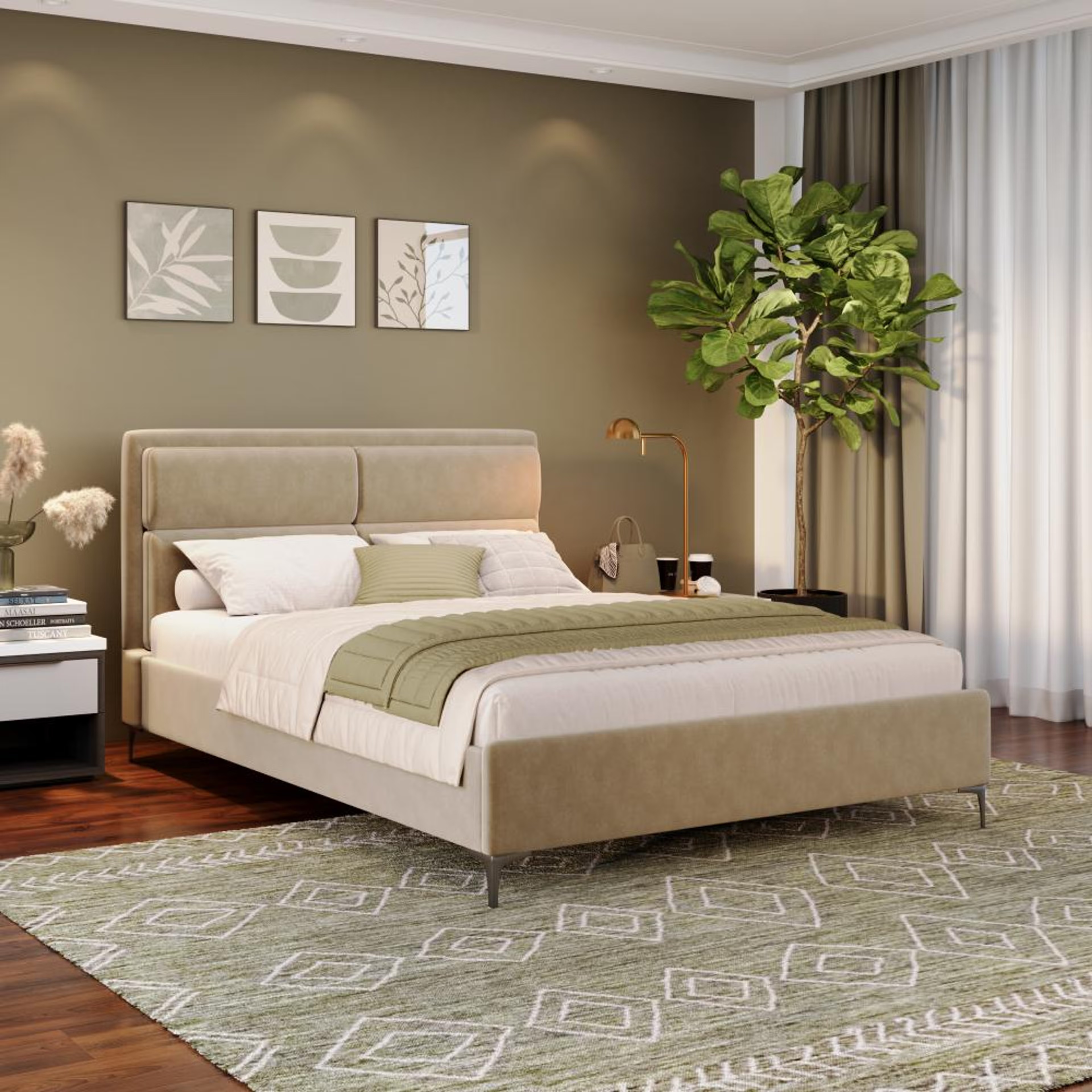 Wakefit Zewail Without Storage Queen Size Upholstered Bed Queen - 78" x 60\