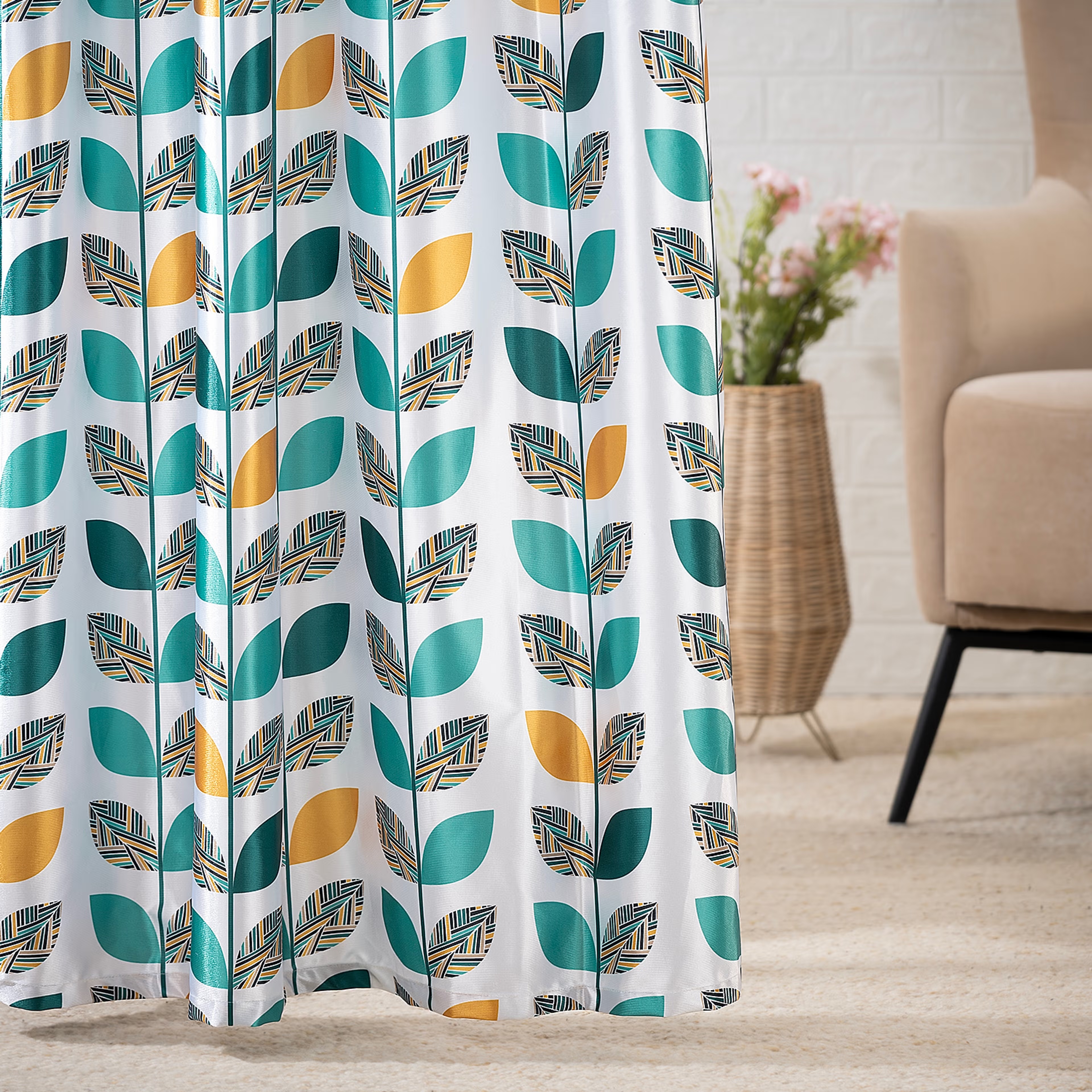 Home 25 Printed Curtain | Light Blocking Upto 70% | (9 x 3.8 ft) | Long Door Curtain | Set of 1 | Reduces Noise | Dry Clean | Alwin Long Door (9 Feet), Set of 1, Alwin