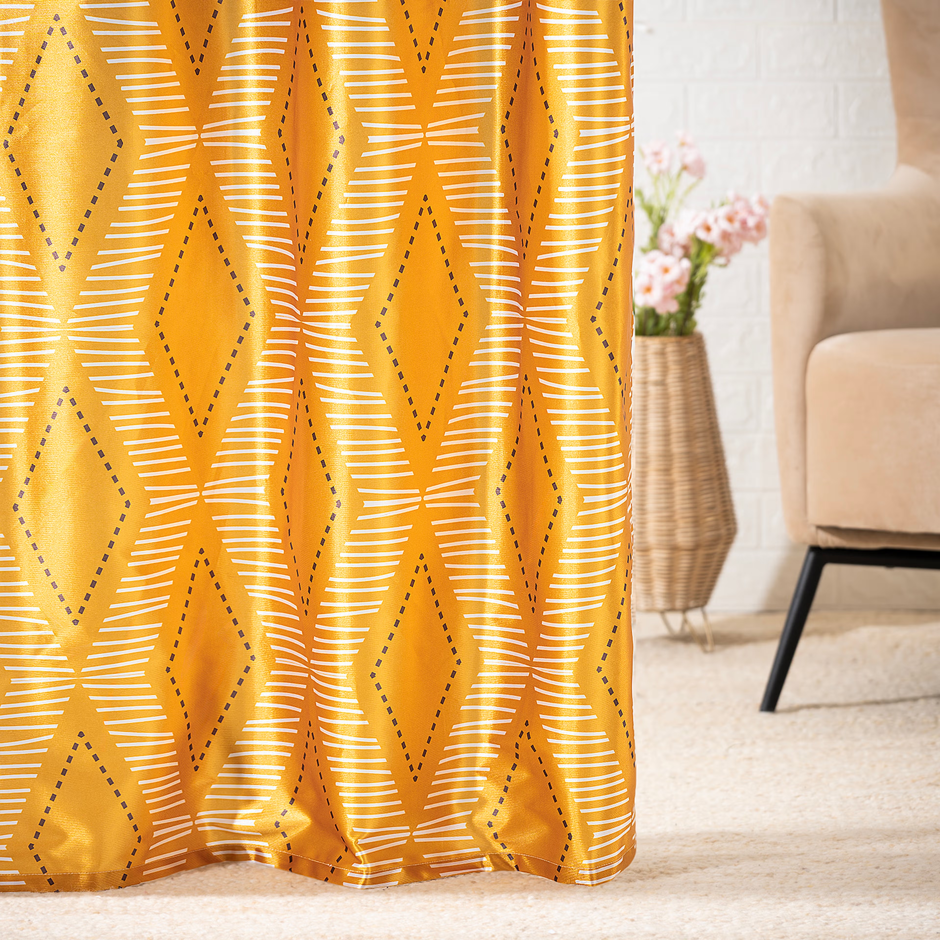 Home 25 Printed Curtain | Light Blocking Upto 70% | (5 x 3.8 ft) | Window Curtain | Set of 1 | Reduces Noise | Dry Clean | Archie Window (5 Feet), Set of 1, Archie