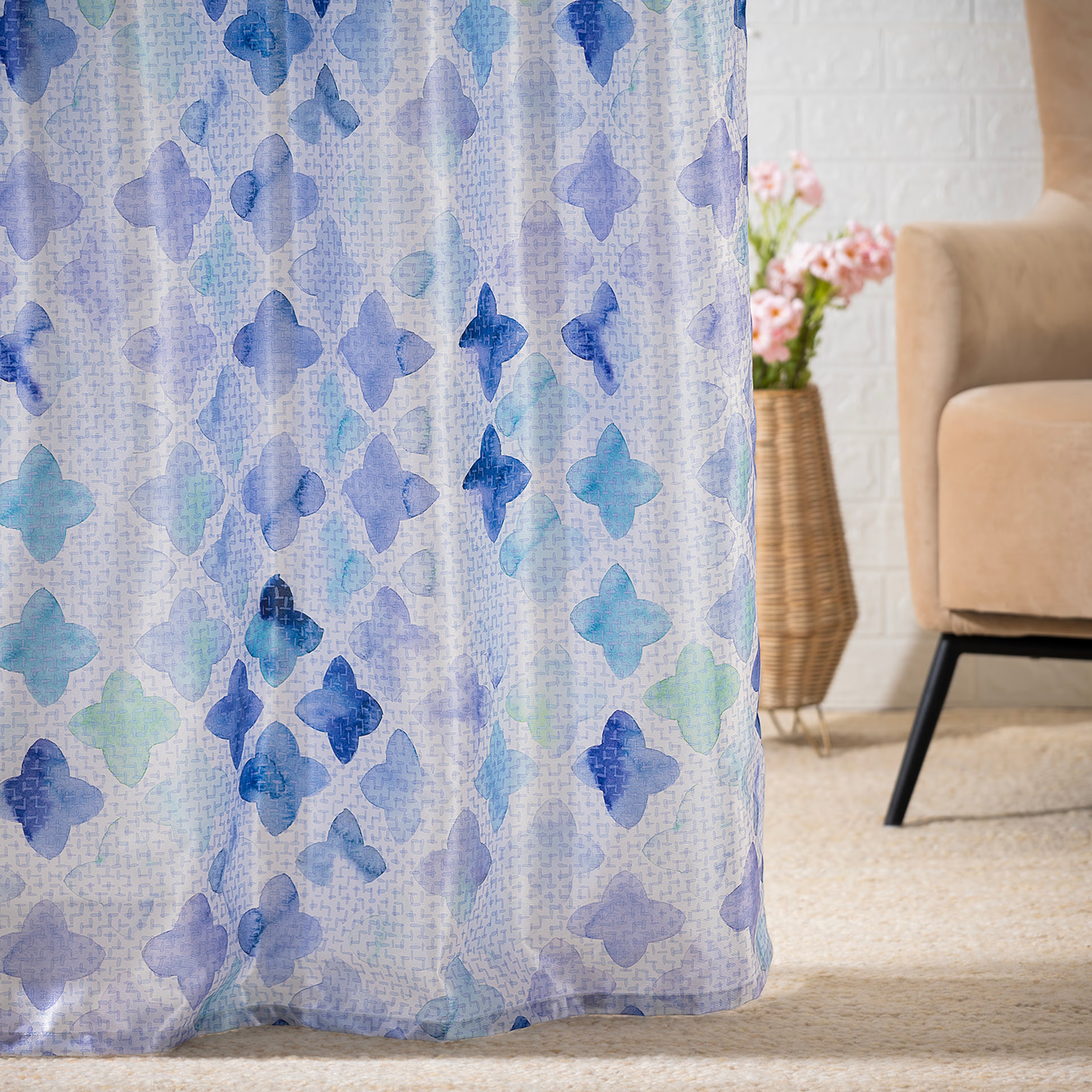 Home 25 Printed Curtain | Light Blocking Upto 70% | (7 x 3.8 ft) | Door Curtain | Set of 2 | Reduces Noise | Dry Clean | Calico Door (7 Feet), Set of 2, Calico