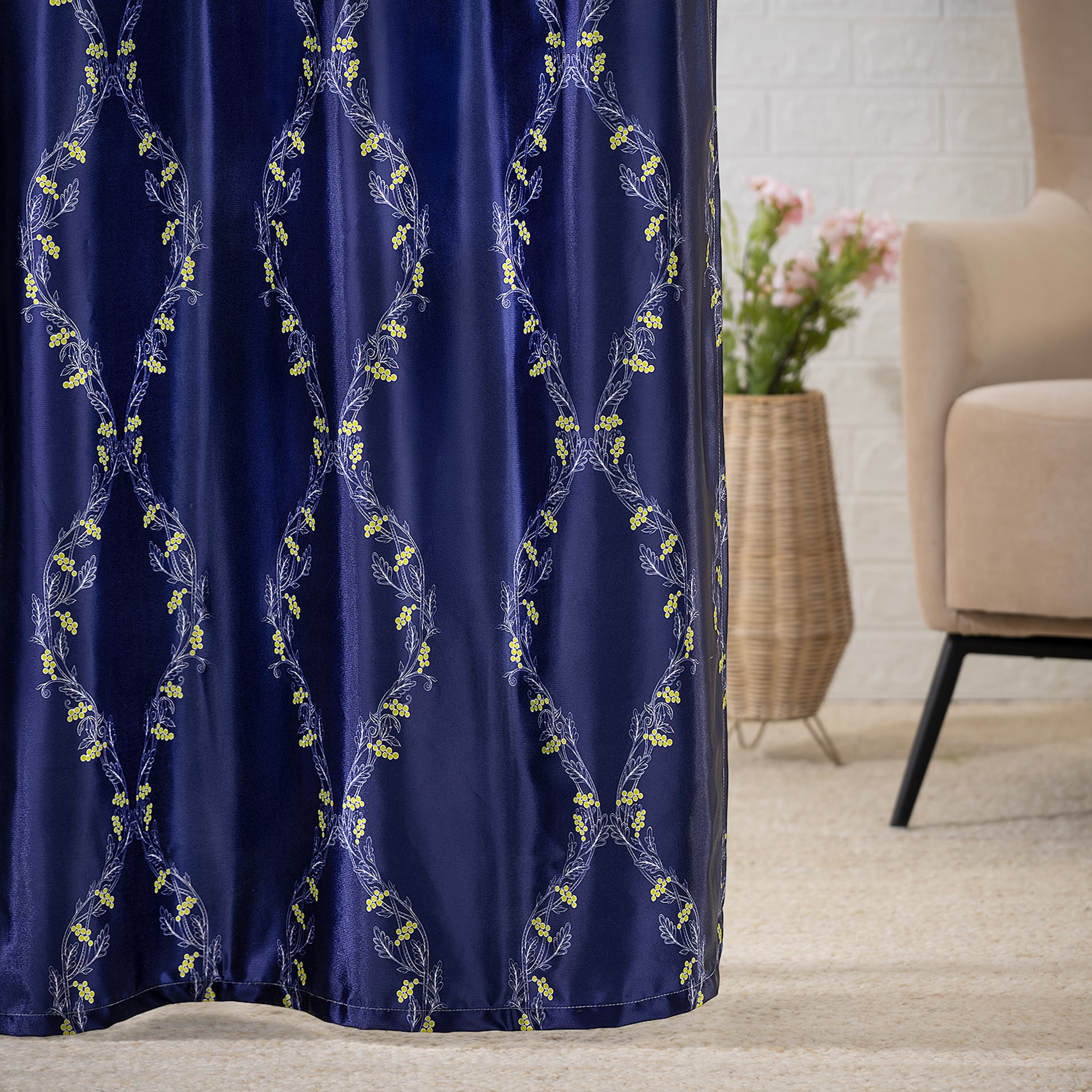 Printed Curtain | Light Blocking Upto 70% | (7 x 3.8 ft) | Door Curtain | Set of 2 | Reduces Noise | Dry Clean | Julian Door (7 Feet), Set of 2, Julian