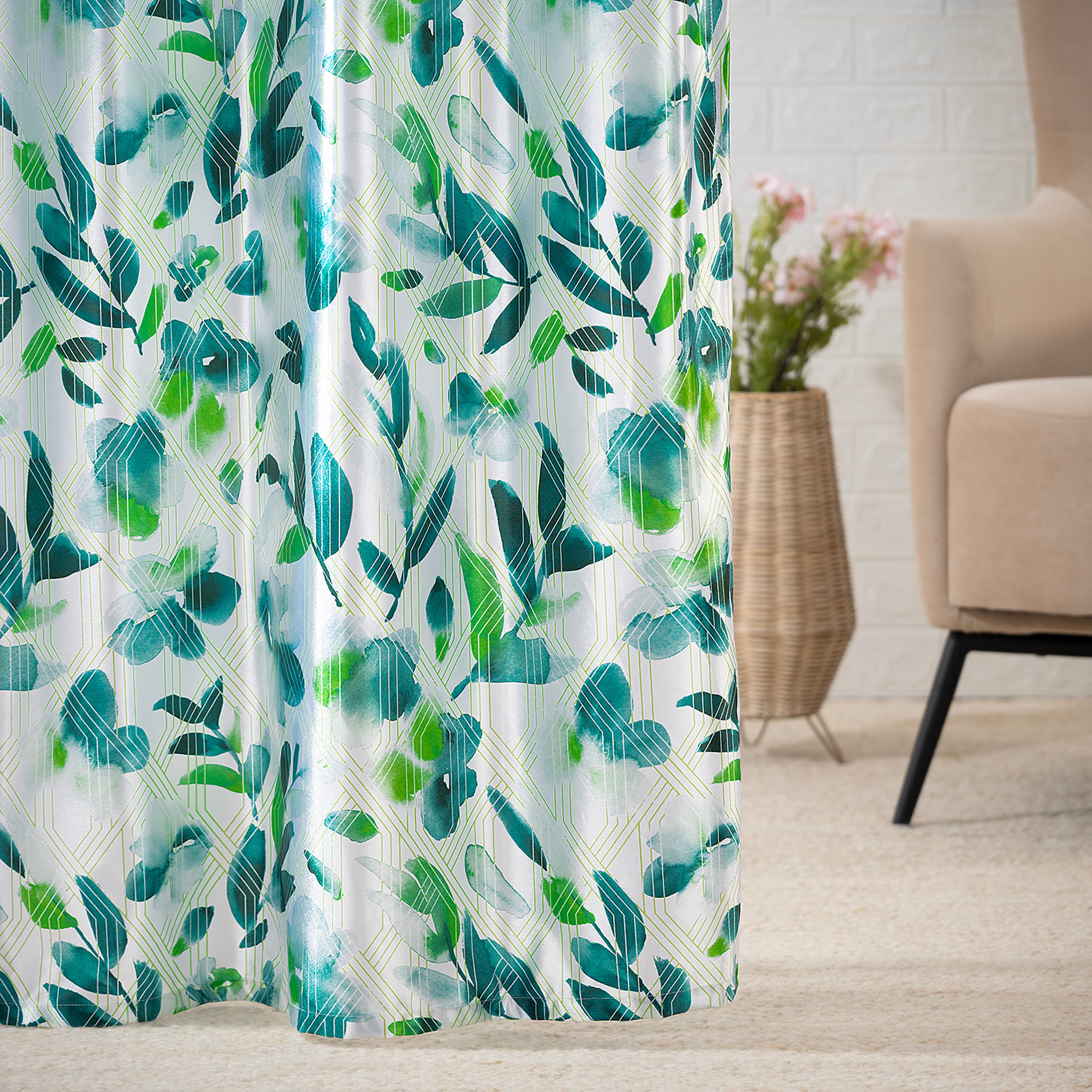 Printed Curtain | Light Blocking Upto 70% | (9 x 3.8 ft) | Long Door Curtain | Set of 2 | Reduces Noise | Dry Clean | Summer Splash Long Door (9 Feet), Set of 2, Summer Splash