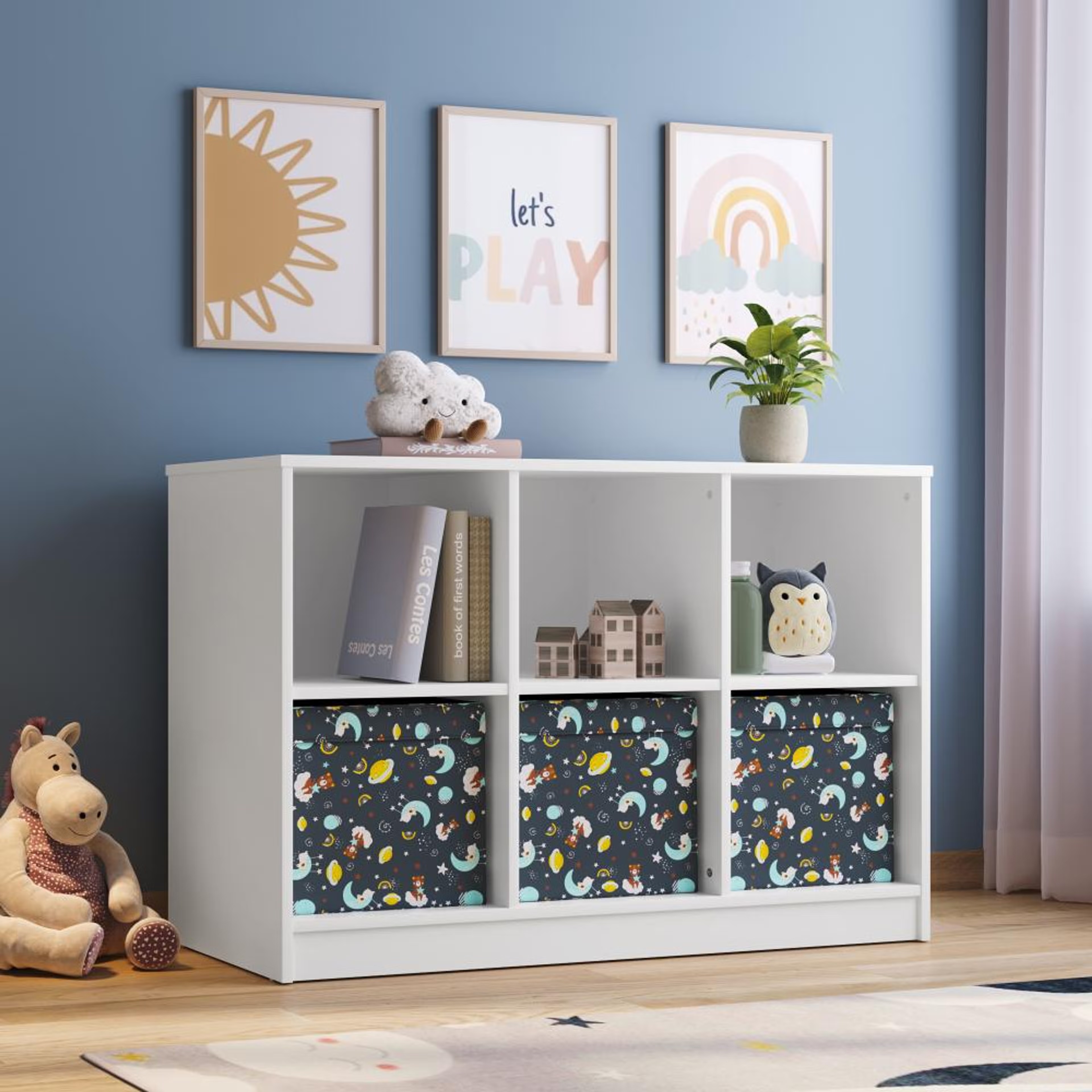 Trove Kids Toy Storage | (48x30 inch) | (Frosty White) | Large Wooden Organizer for Toys, Books & Accessories