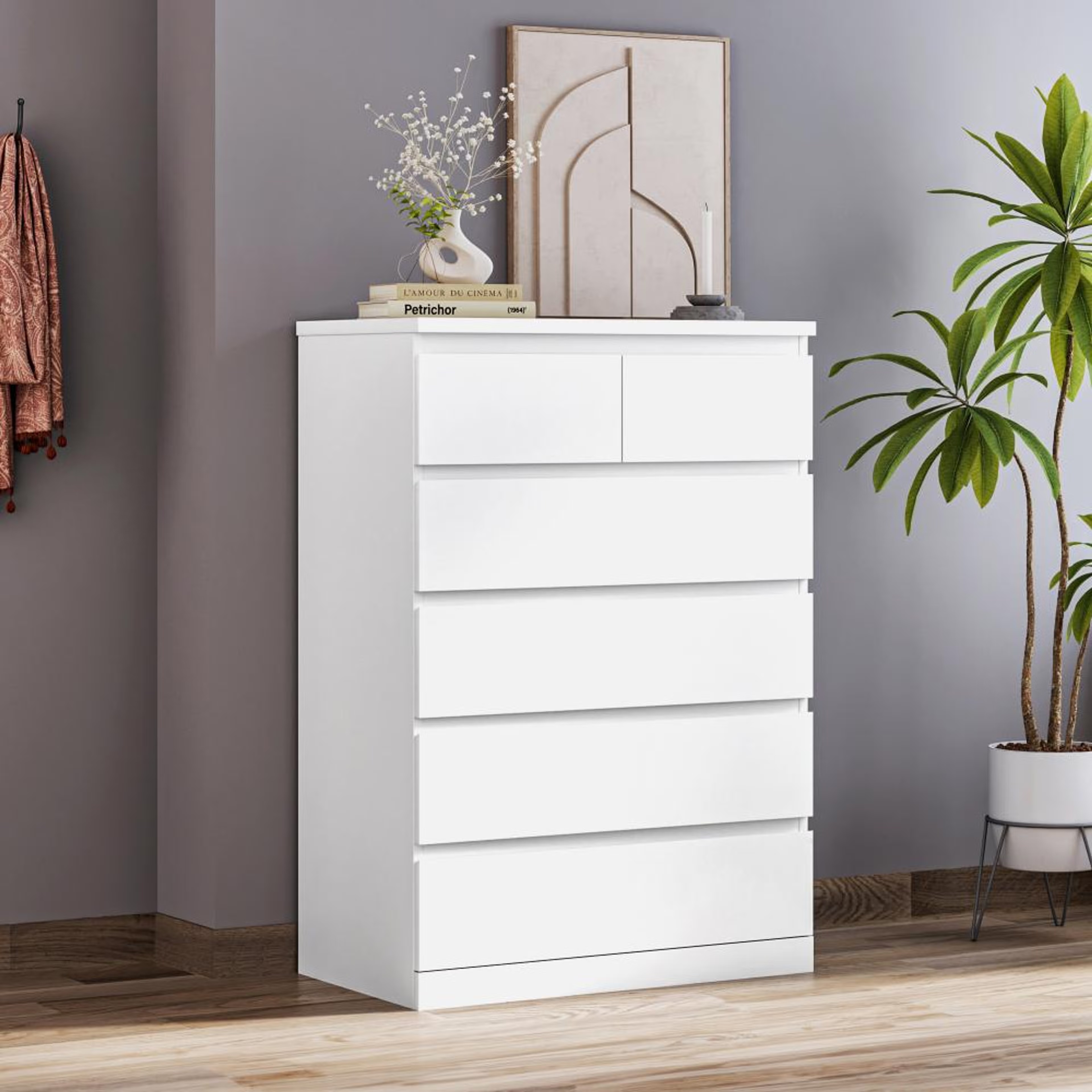 Wakefit Centaur Chest of Drawer - 4 Big 2 Small Drawers - Frosty White 4 Big 2 Small Drawers, Frosty White