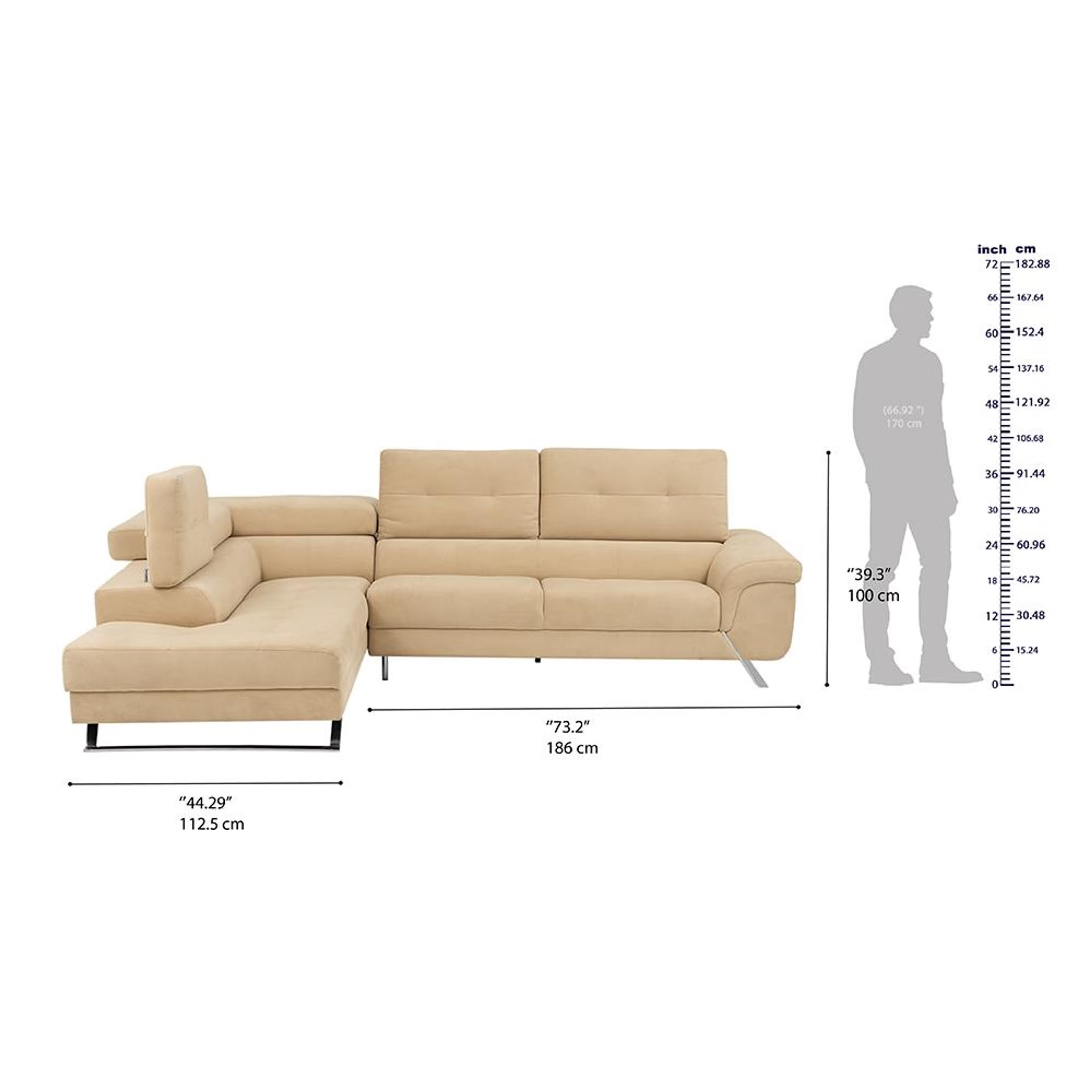 Wakefit Comoros Corner L Shape Sofa (3 Seater + Left Aligned Chaise) Set (3 Seater + Left Aligned Chaise), Beige 9 Wakefit Comoros Corner L Shape Sofa (3 Seater + Left Aligned Chaise) Set (3 Seater + Left Aligned Chaise), Beige