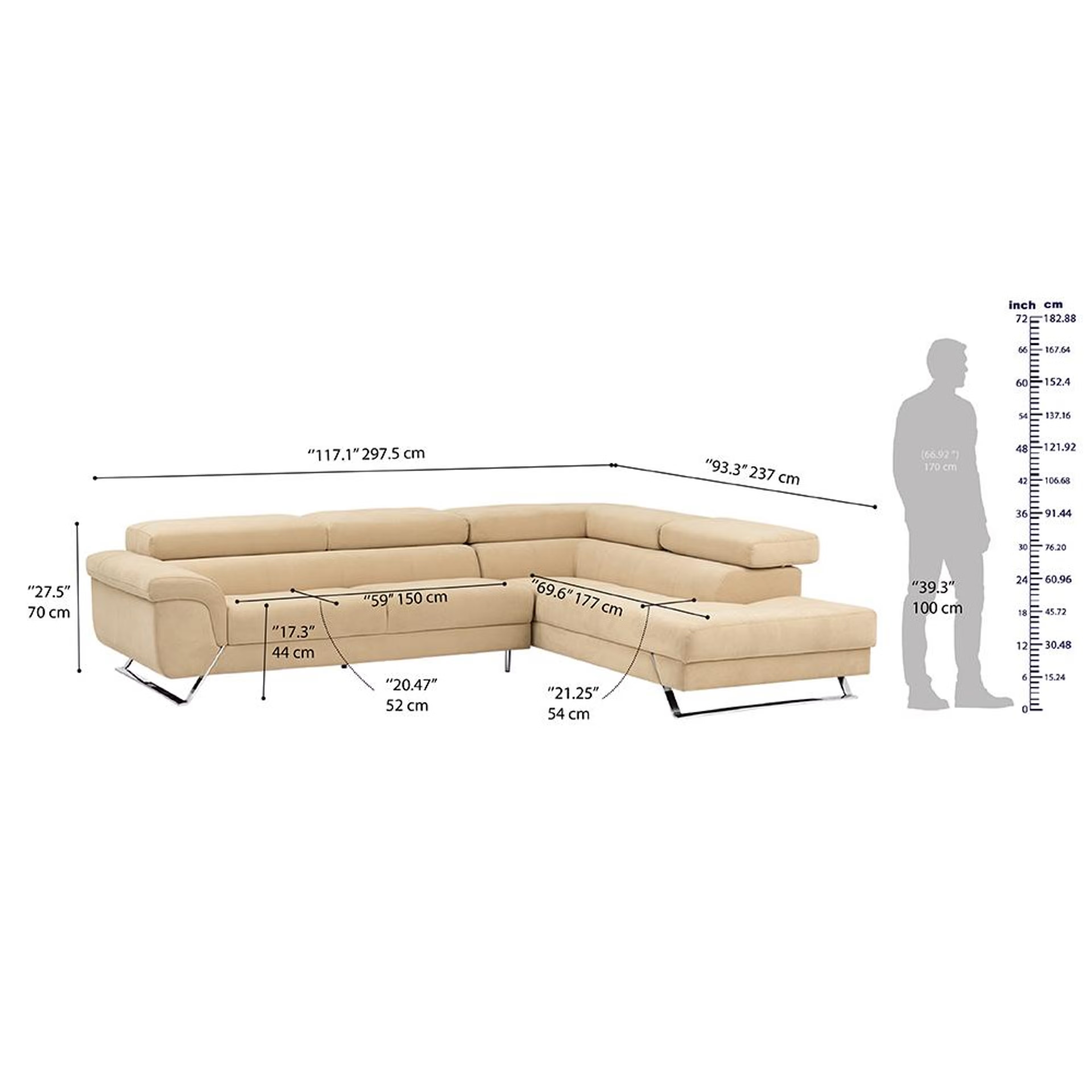 Wakefit Comoros Corner L Shape Sofa (3 Seater + Right Aligned Chaise) Set (3 Seater + Right Aligned Chaise), Beige 10 Wakefit Comoros Corner L Shape Sofa (3 Seater + Right Aligned Chaise) Set (3 Seater + Right Aligned Chaise), Beige